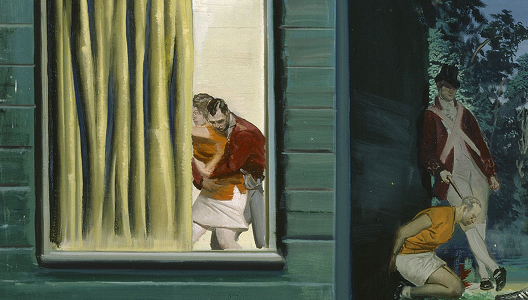 A detail of an artwork by Neo Rauch titled Lösung, dated 2005