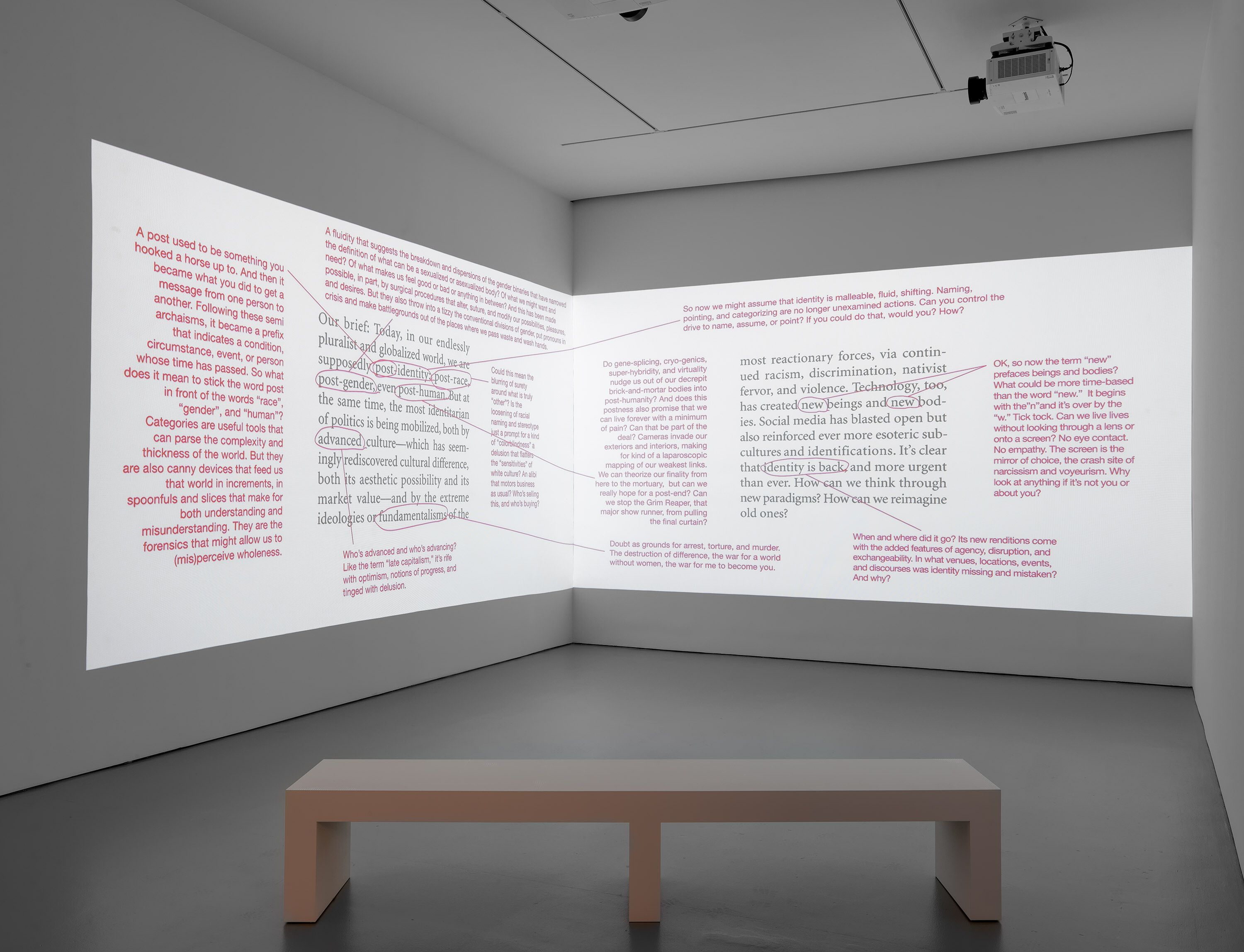 A video by Barbara Kruger, called Untitled (Artforum), dated in 2016 and 2020.