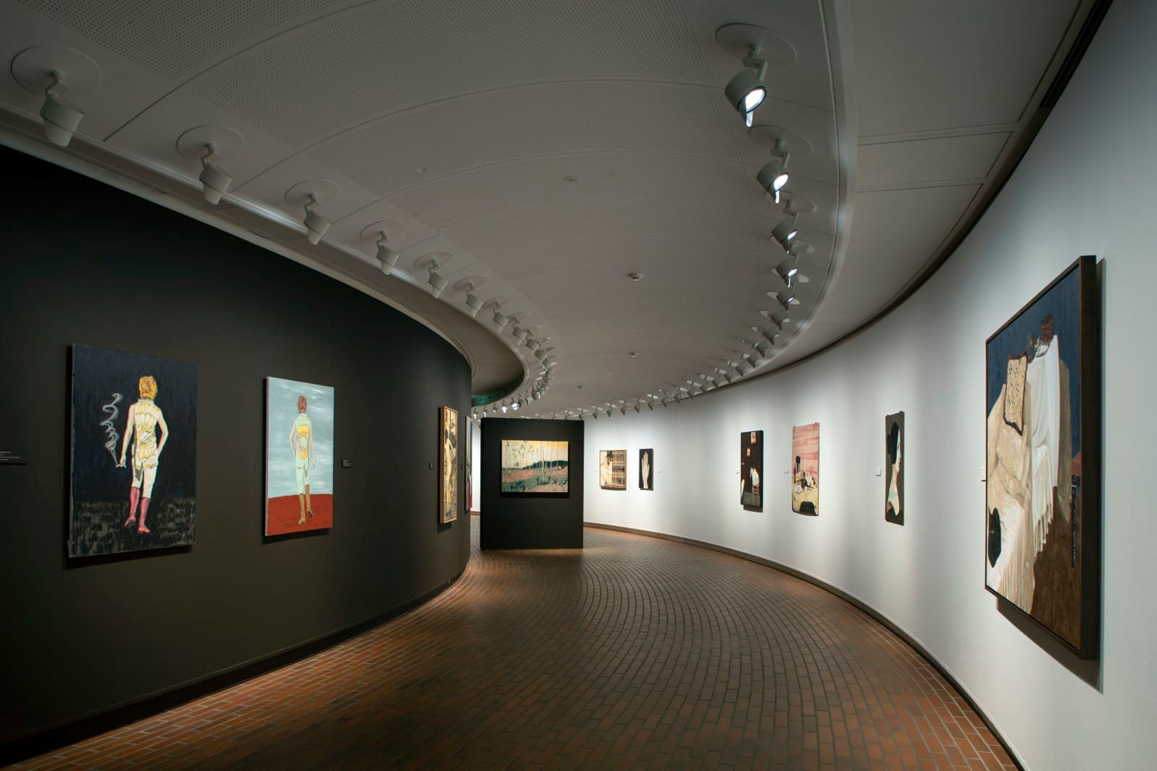 Installation view of the exhibition titled Mamma Andersson: Humdrum Days, located at the Louisiana Museum of Modern Art, taking place in 2021. Courtesy of Louisiana Museum of Modern Art. Photo by Poul Buchard, Brøndum & Co.