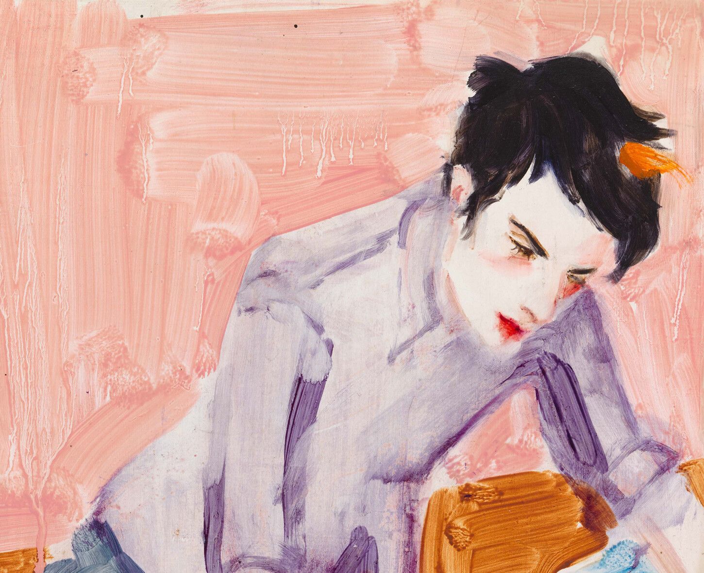 Detail of a painting by Elizabeth Peyton, titled "Spencer Drawing," dated 1999