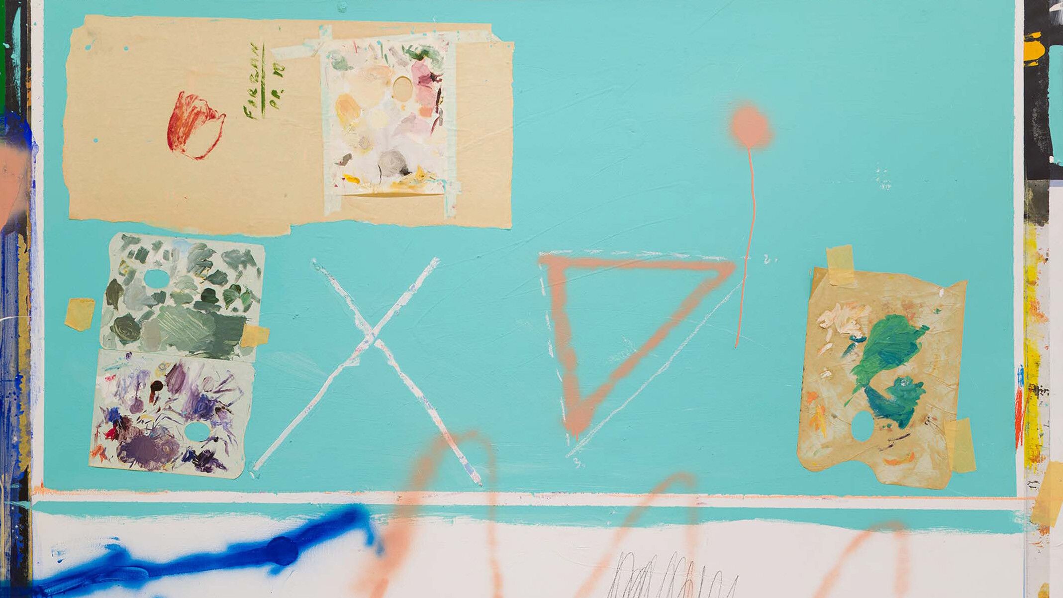 Detail of a work by Raymond Saunders, titled "Palette," dated 1983