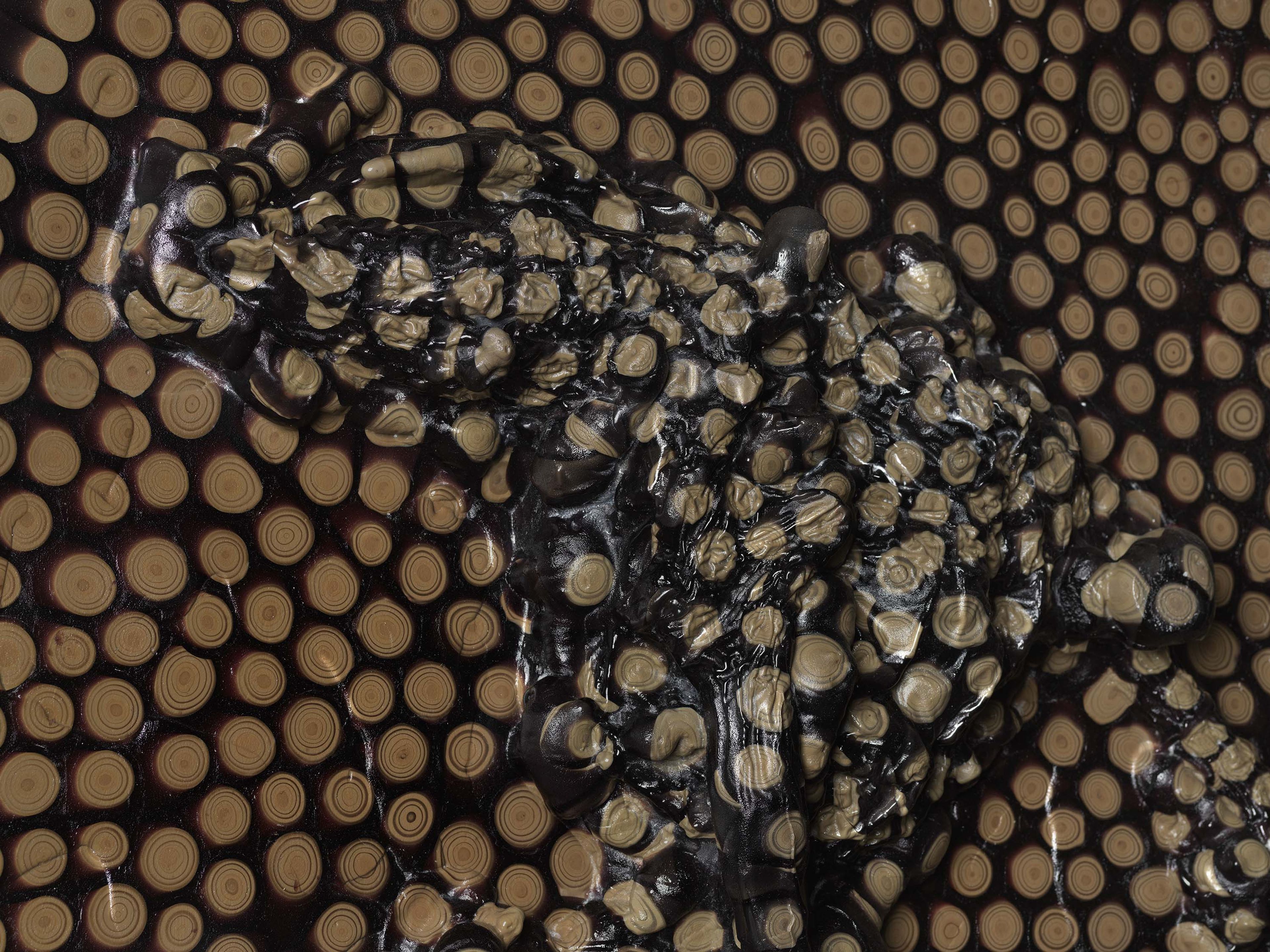 A detail from a sculpture by Andra Ursuta, titled Private Dancer (Blood Pudding), dated 2025.