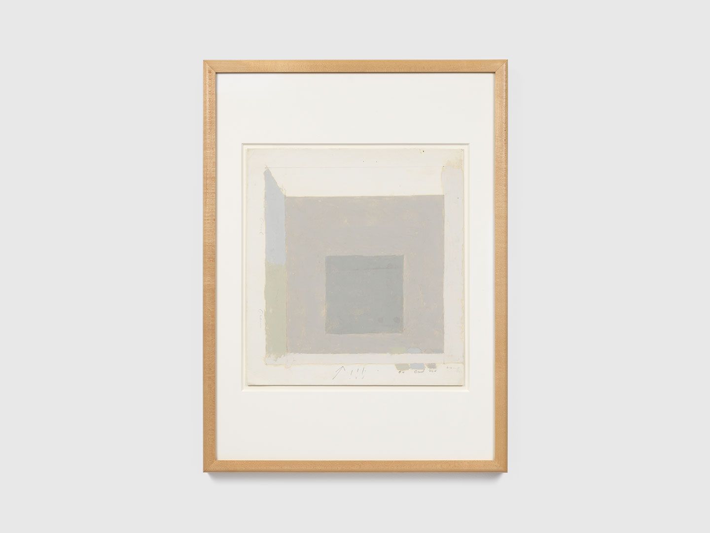 A mixed media work on blotting paper by Josef Albers, titled Color study for Mitered Square III (Homage to the Square), undated.