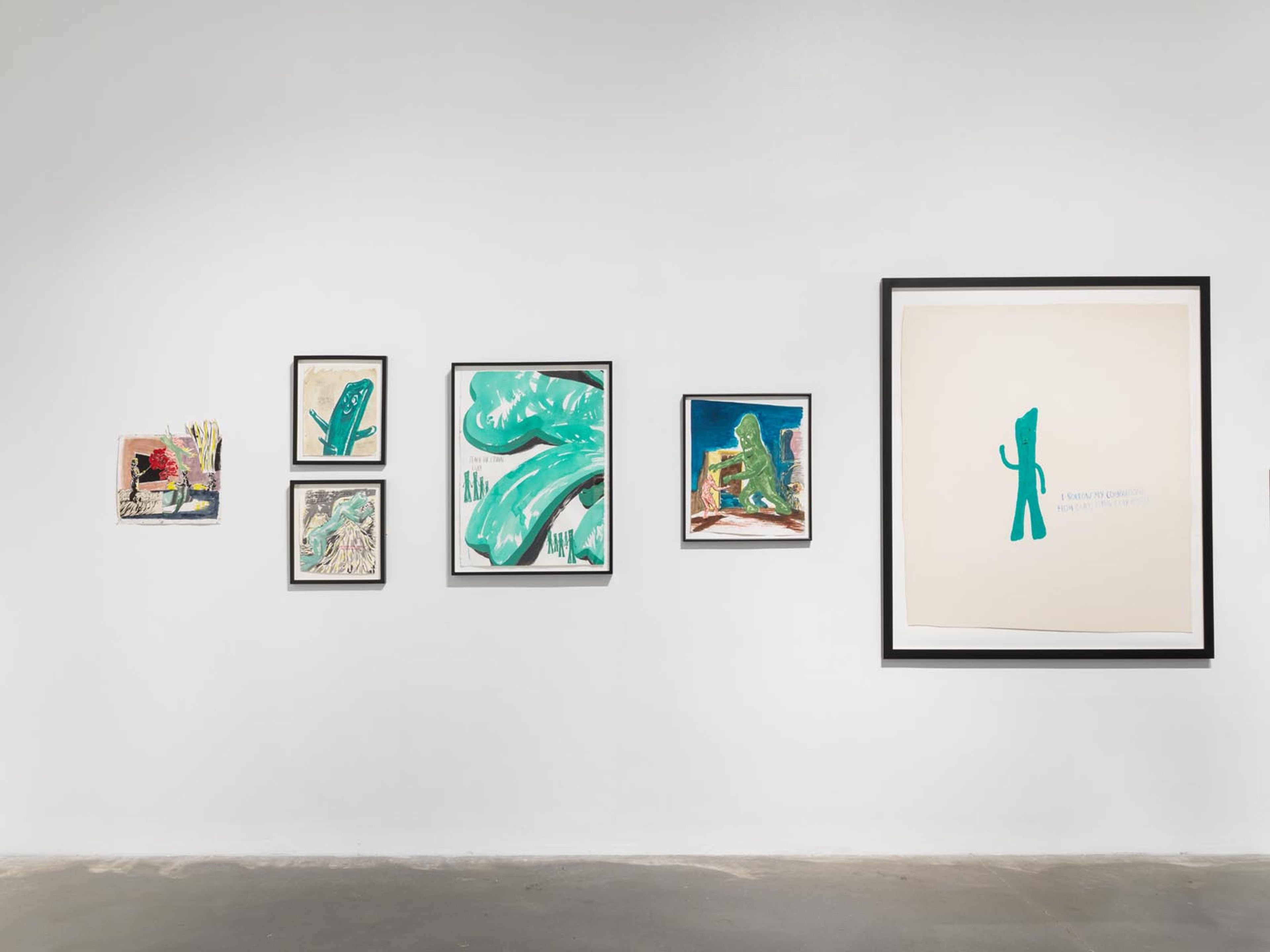 Installation view of¬†the exhibition Raymond Pettibon: A Pen of All Work,¬†at the New Museum in New York, dated 2017.