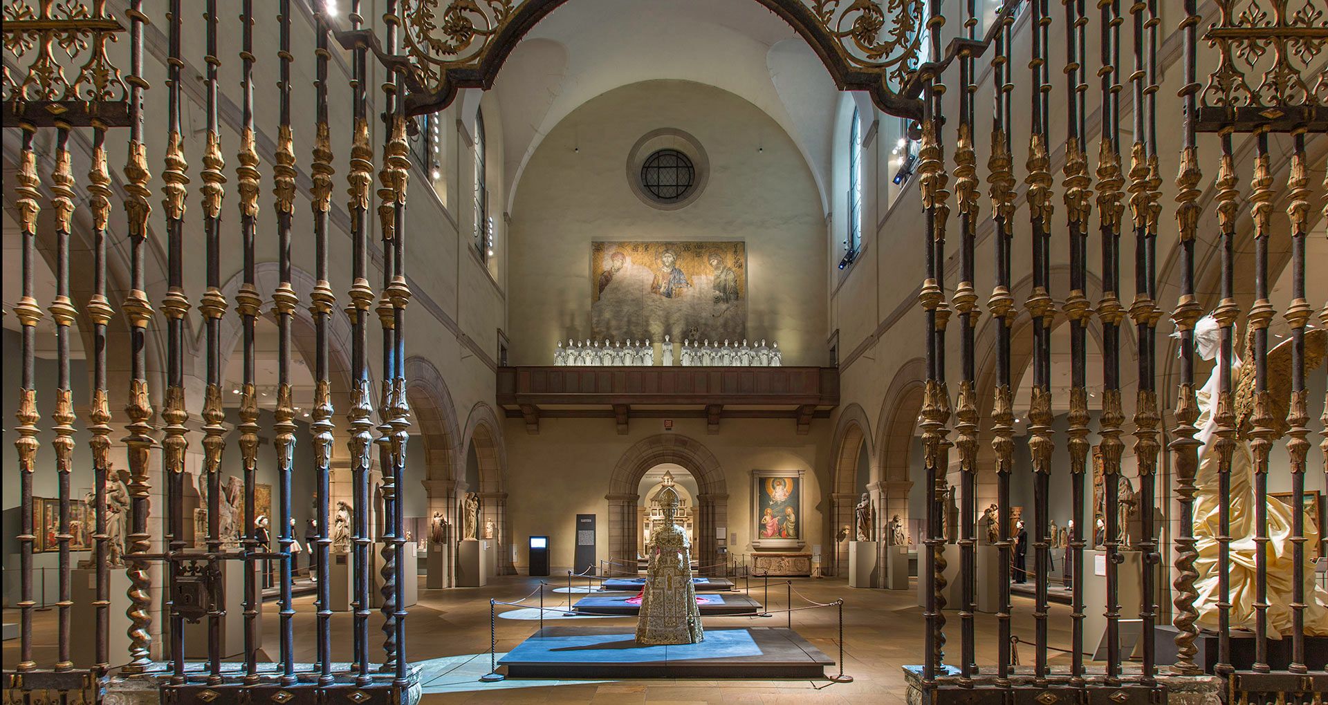 An installation view of the exhibition titled Heavenly Bodies: Fashion and the Catholic Imagination, at The Metropolitan Museum of Art, New York.