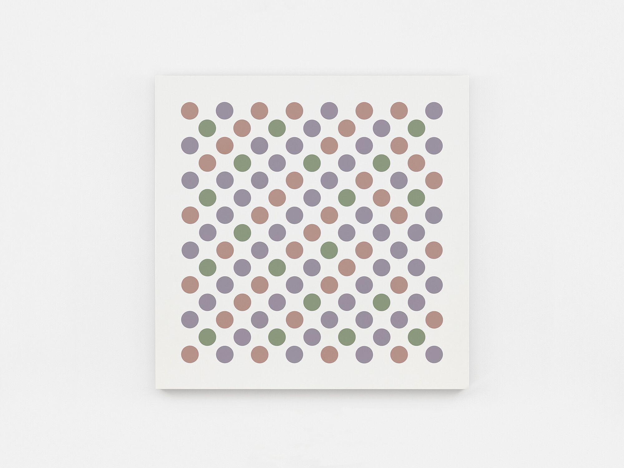 A painting by Bridget Riley, titled Measure for Measure 14, dated 2017.