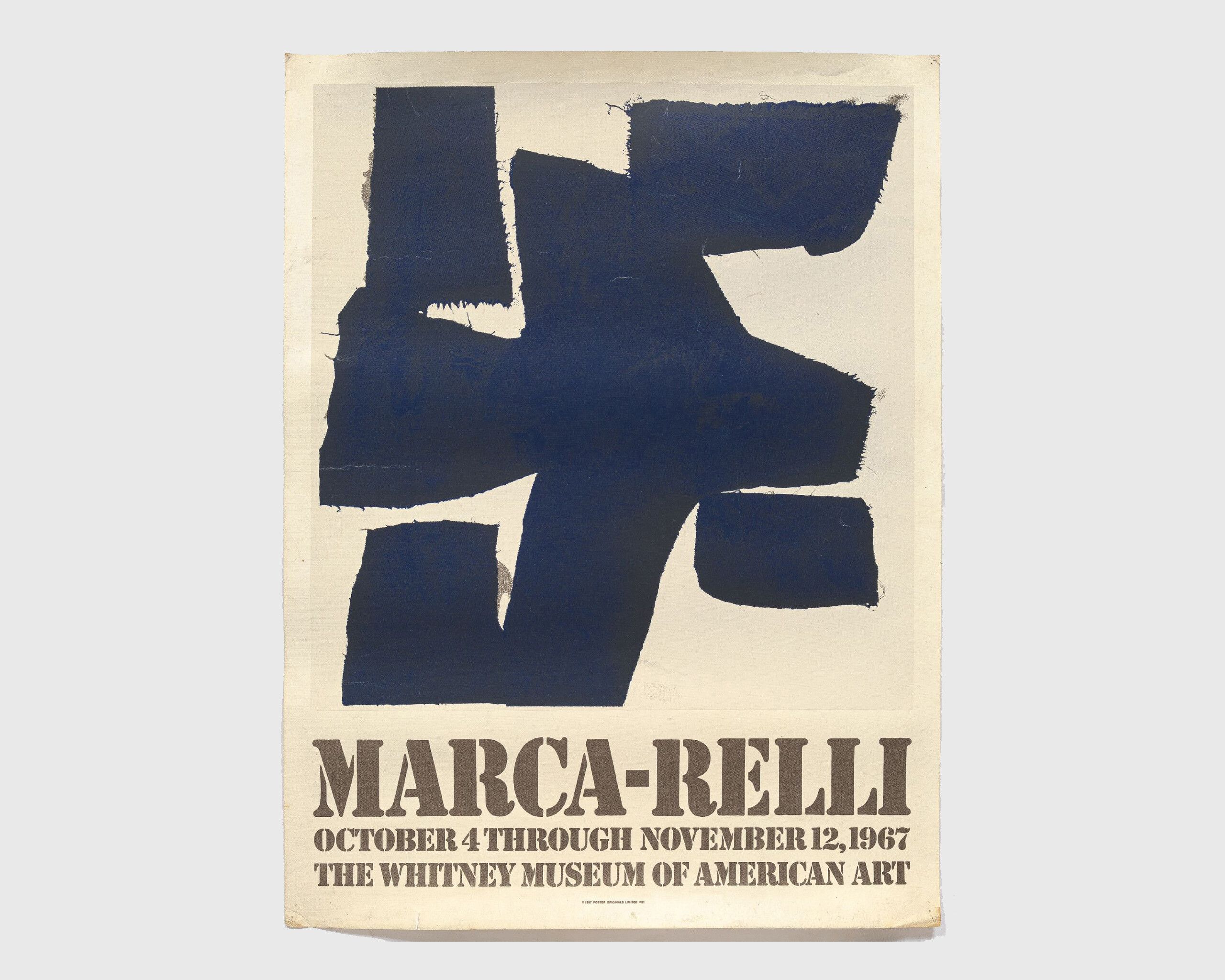 An exhibition poster for Conrad Marca-Relli’s retrospective at The Whitney Museum of American Art in New York, dated 1967