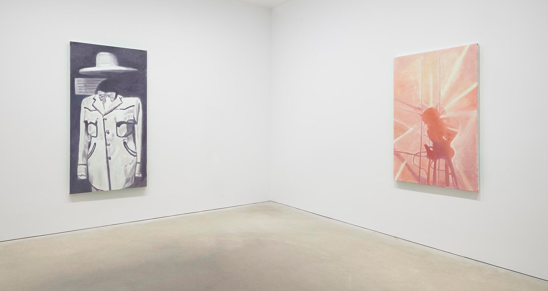 An installation view of Luc Tuymans’s solo exhibition Good Luck at David Zwirner, Hong Kong, in 2020.