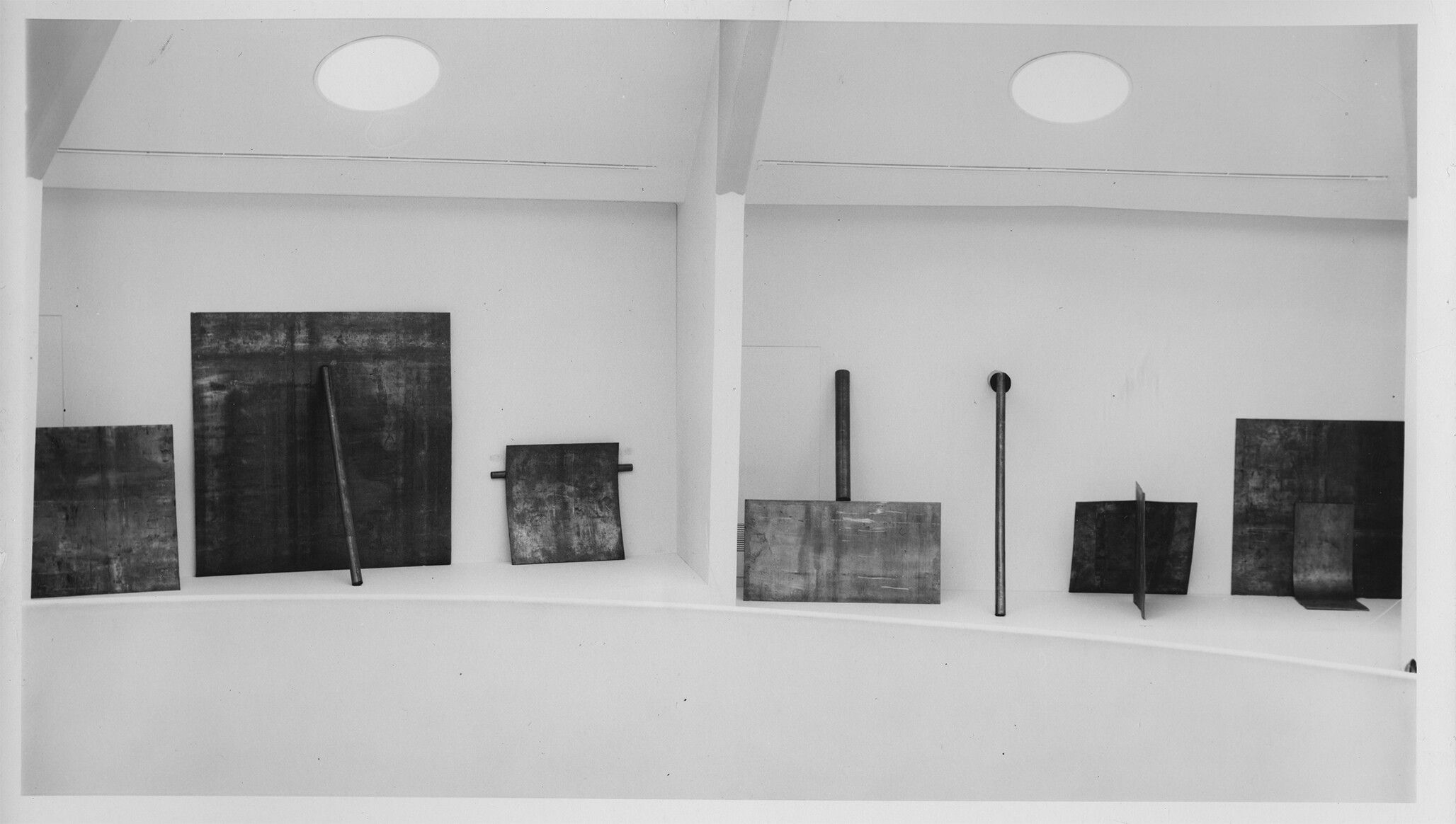 An installation view, Nine Young Artists, Solomon R. Guggenheim Museum, New York, dated 1969.