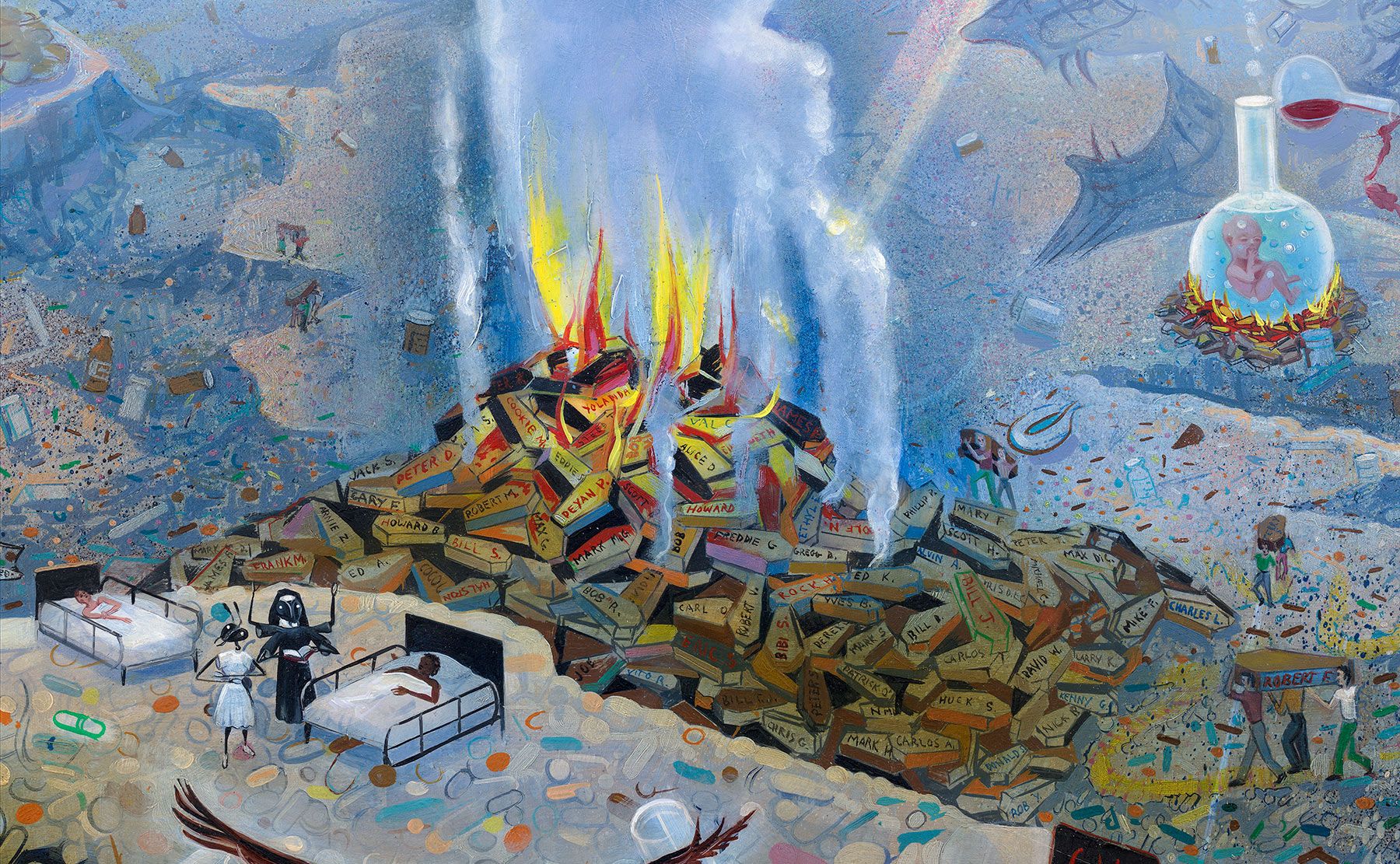 A detail from a painting by Frank Moore, titled Wizard, dated 1994.