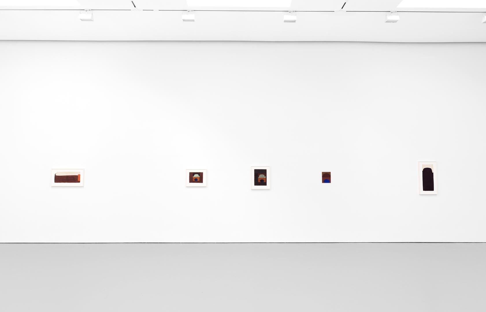 Installation view of the exhibition Suzan Frecon: paper, at David Zwirner in New York, dated 2013.