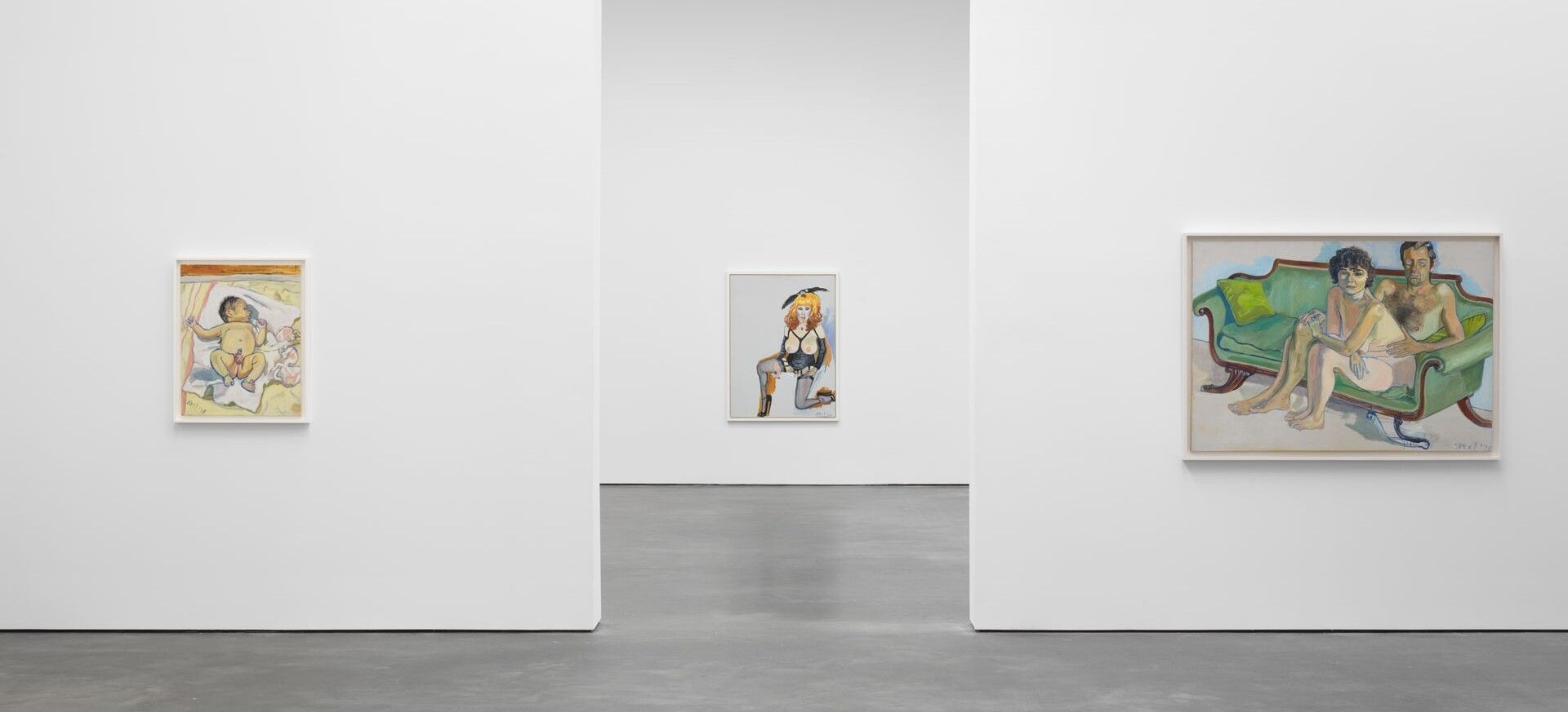 An installation view of the exhibition titled Freedom by Alice Neel at David Zwirner New York, dated 2019.