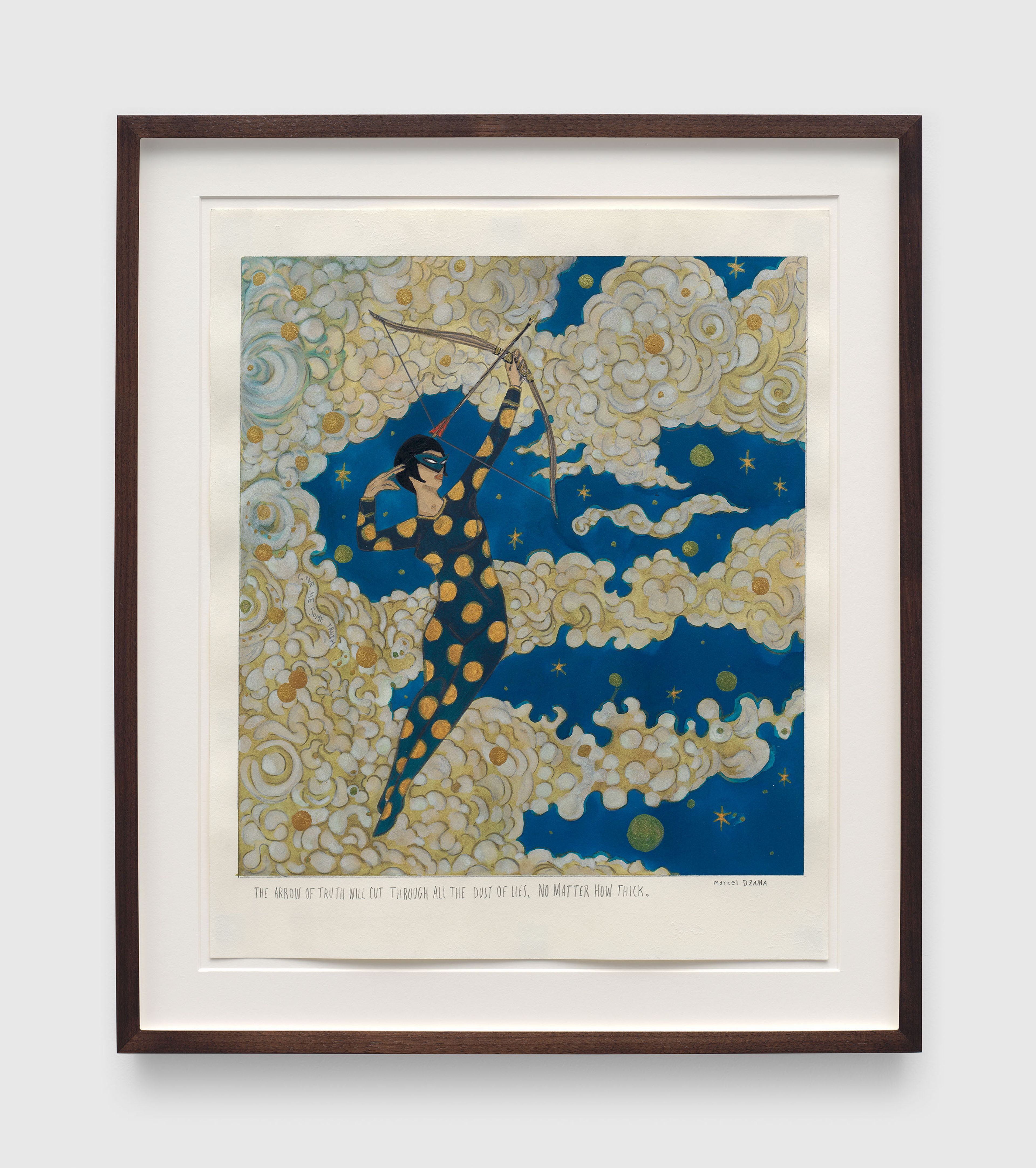 A work on paper by Marcel Dzama, titled Give me truth, dated 2025.