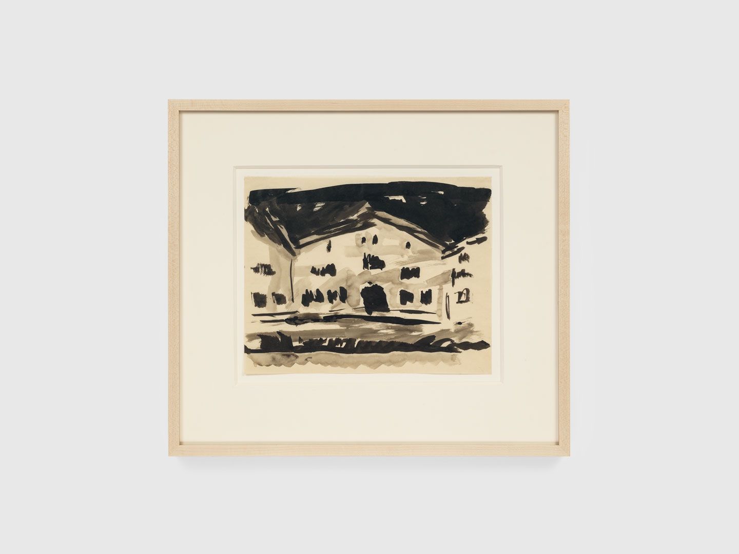 A mixed media work on paper by Josef Albers, titled Bavarian mountain scene III, dated 1919.