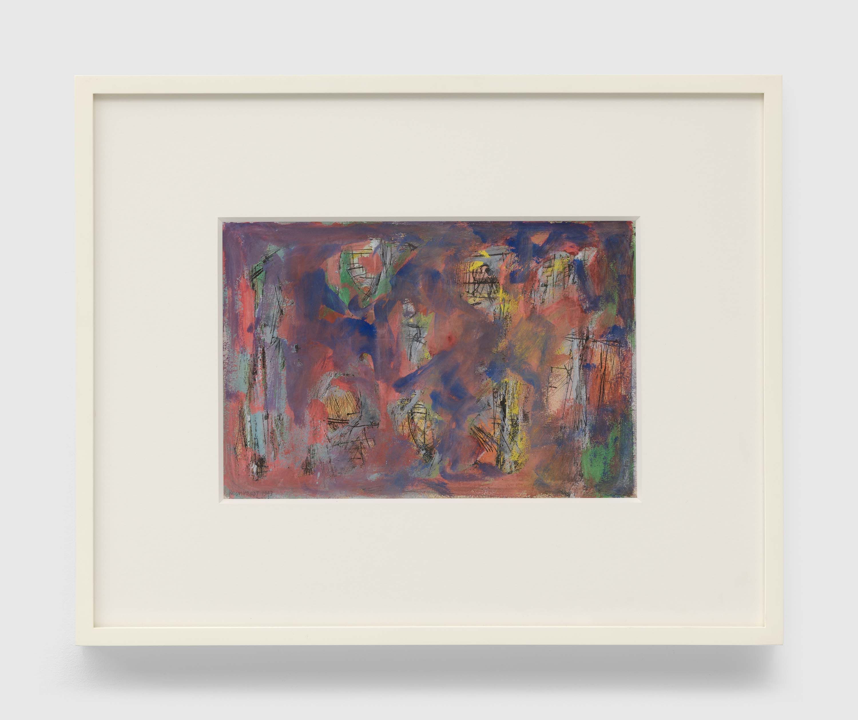 An untitled drawing by Ad Reinhardt, dated 1943.