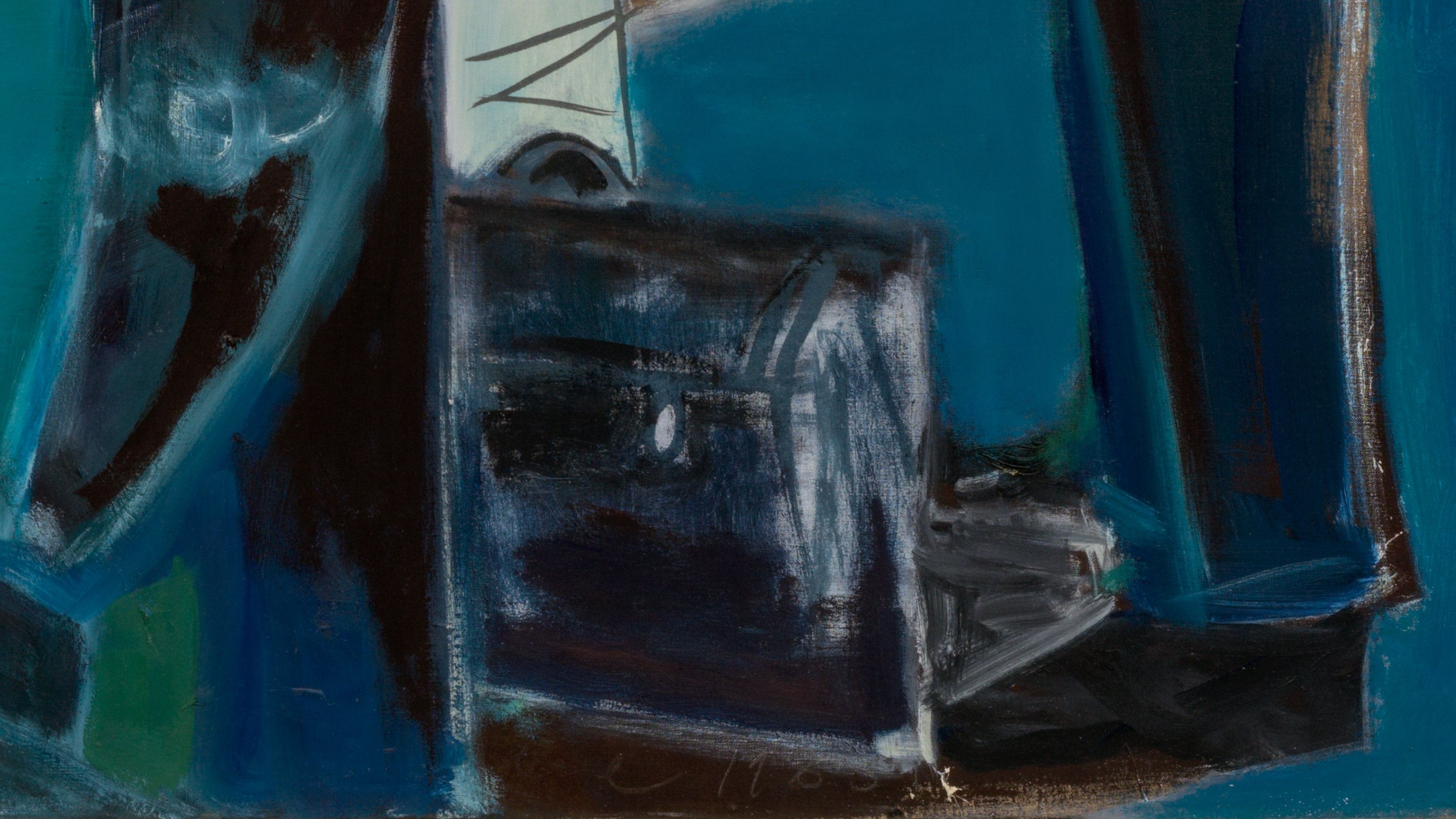 A detail of an artwork by Marlene Dumas, titled The Schoolboys, dated 1986–1987