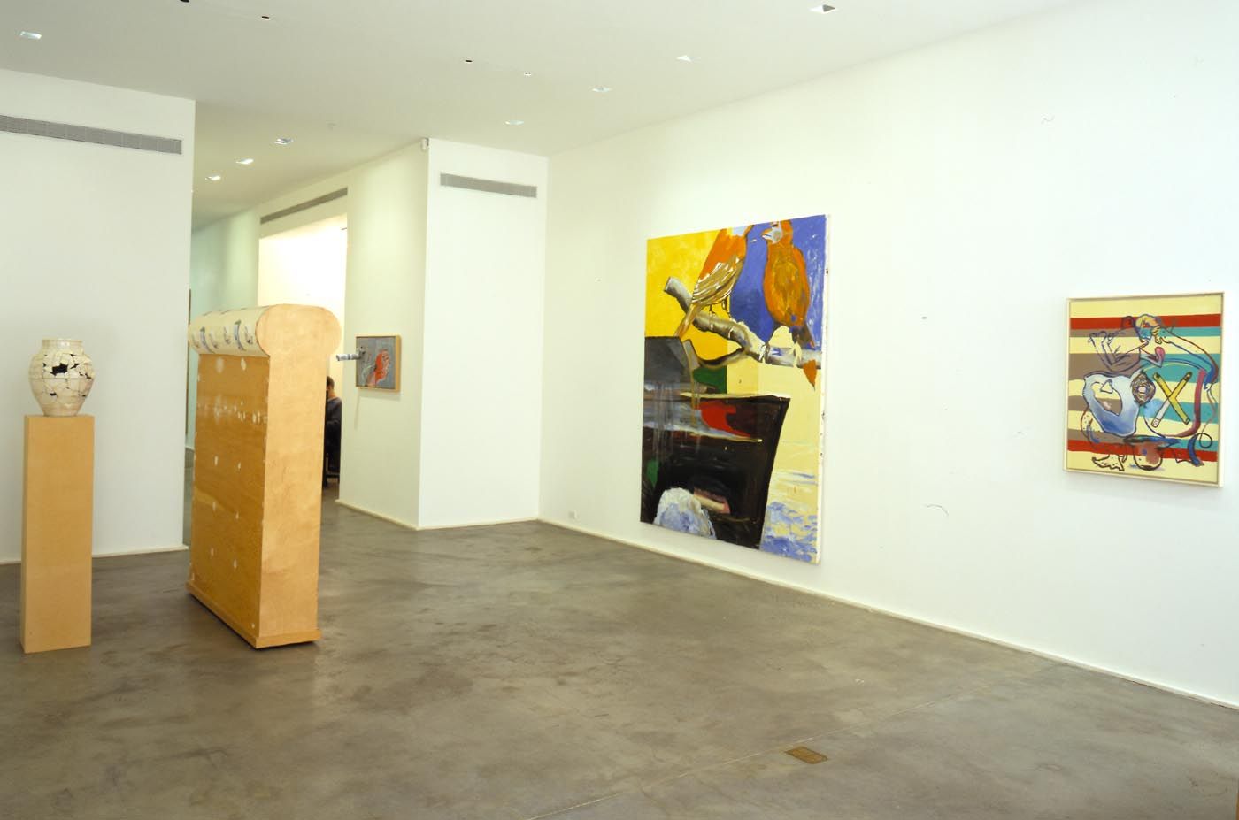 An installation view of the exhibition Martin Kippenberger: Selected Works, at David Zwirner New York, dated 2002.
