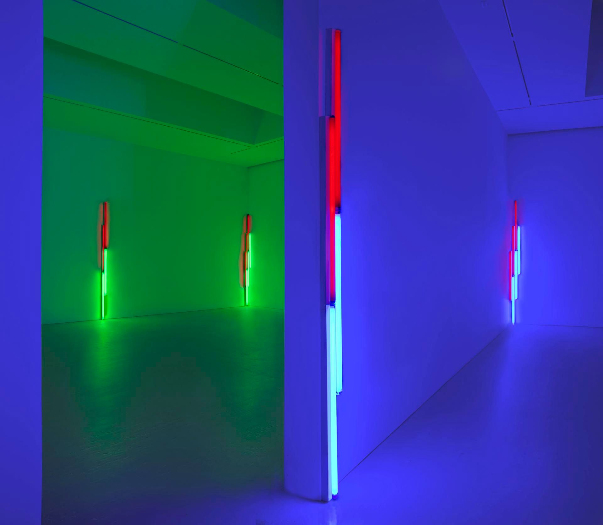 Installation view of the exhibition Dan Flavin: Series and Progressions, at David Zwirner in New York, dated 2009.