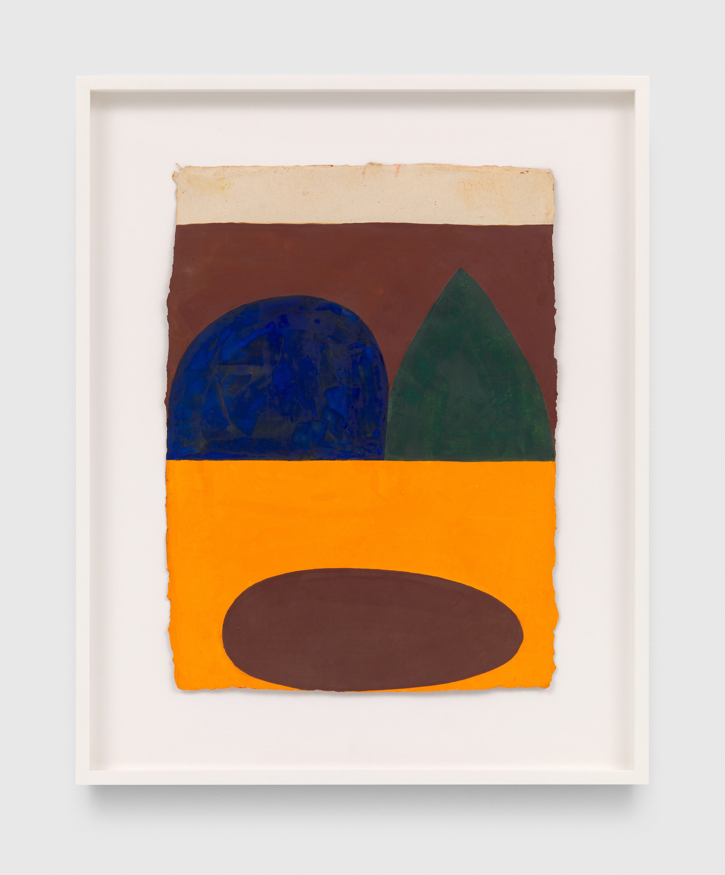 A work on paper by Suzan Frecon, titled blue, green, red, orange and purple composition, dated 2023.