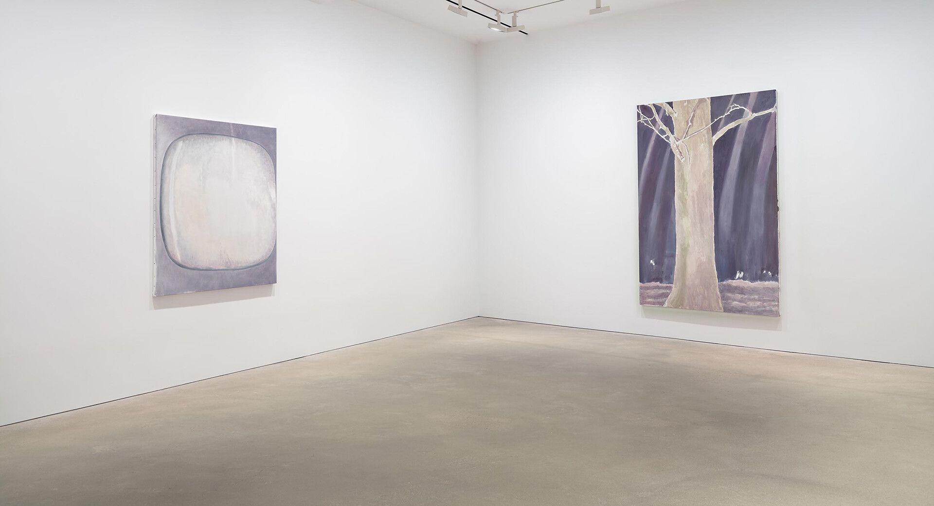 An installation view of Luc Tuymans’s solo exhibition Good Luck at David Zwirner, Hong Kong, in 2020.