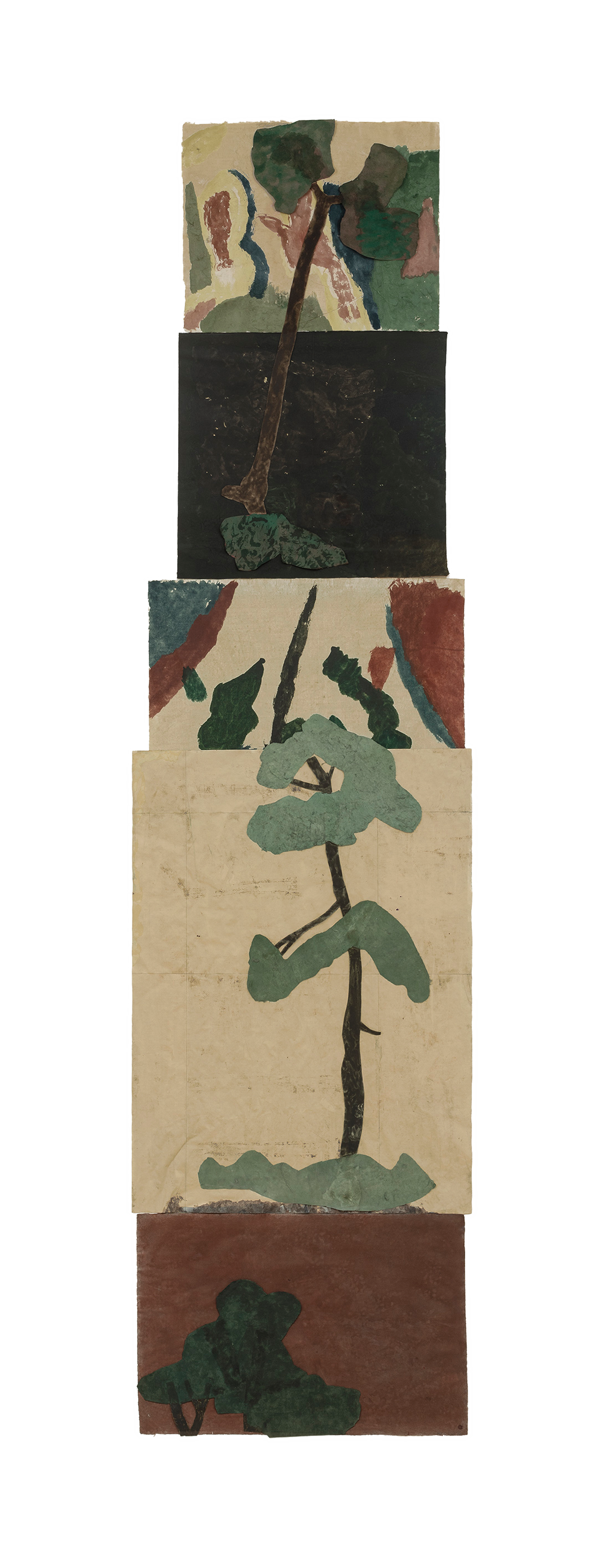 A work on paper by Jockum Nordstrom titled Träden går ner för landning/The trees go down for landing, dated 2019
