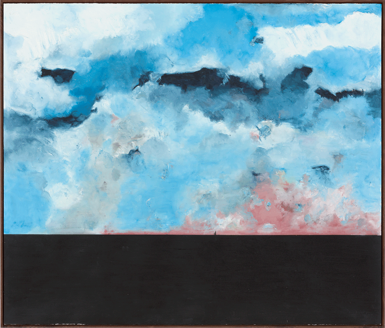 An untitled oil stick and graphite work on paper in artist's frame by Harold Ancart, dated 2020.