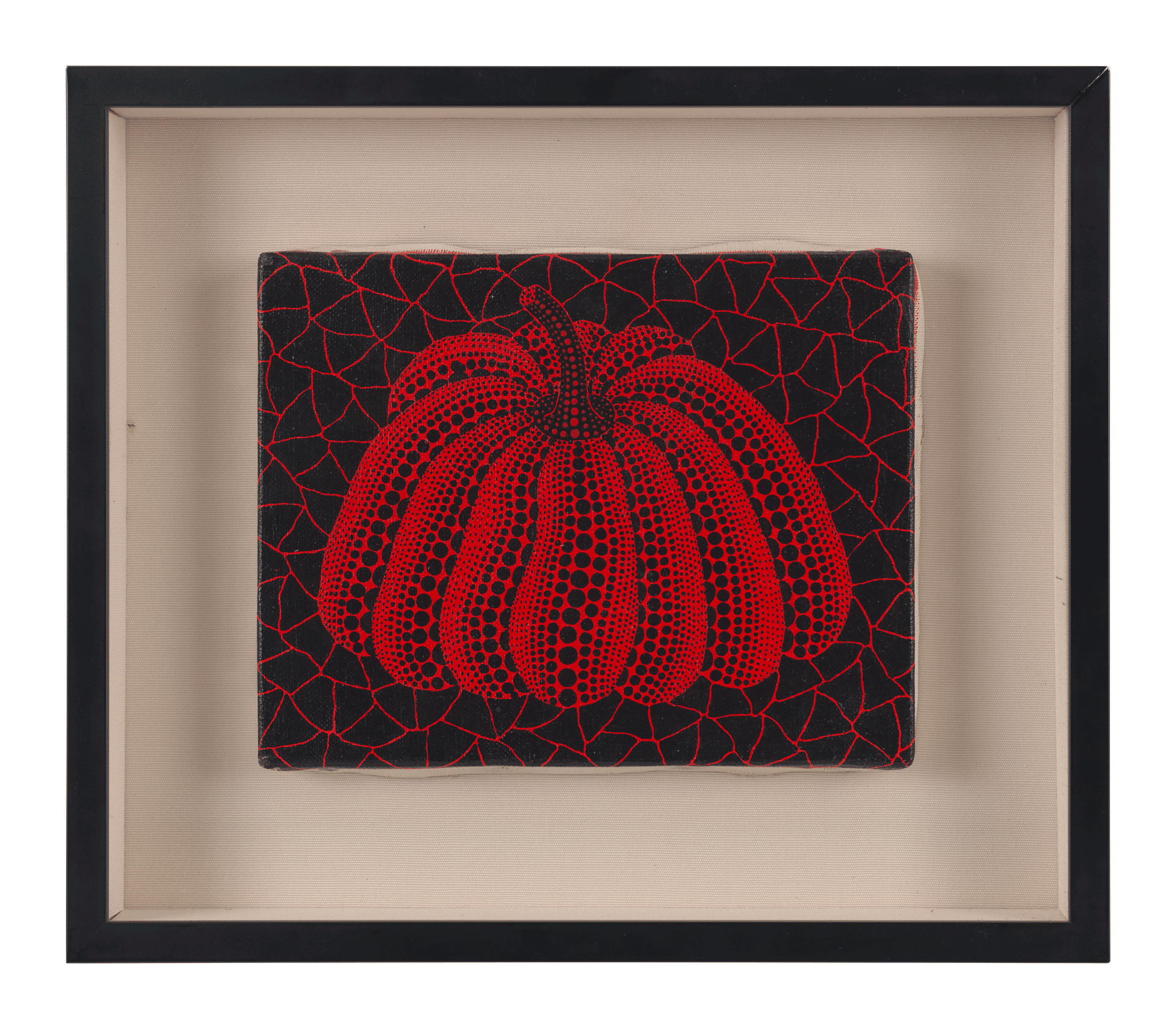 A painting by Yayoi Kusama, titled Red Pumpkin, dated 1996