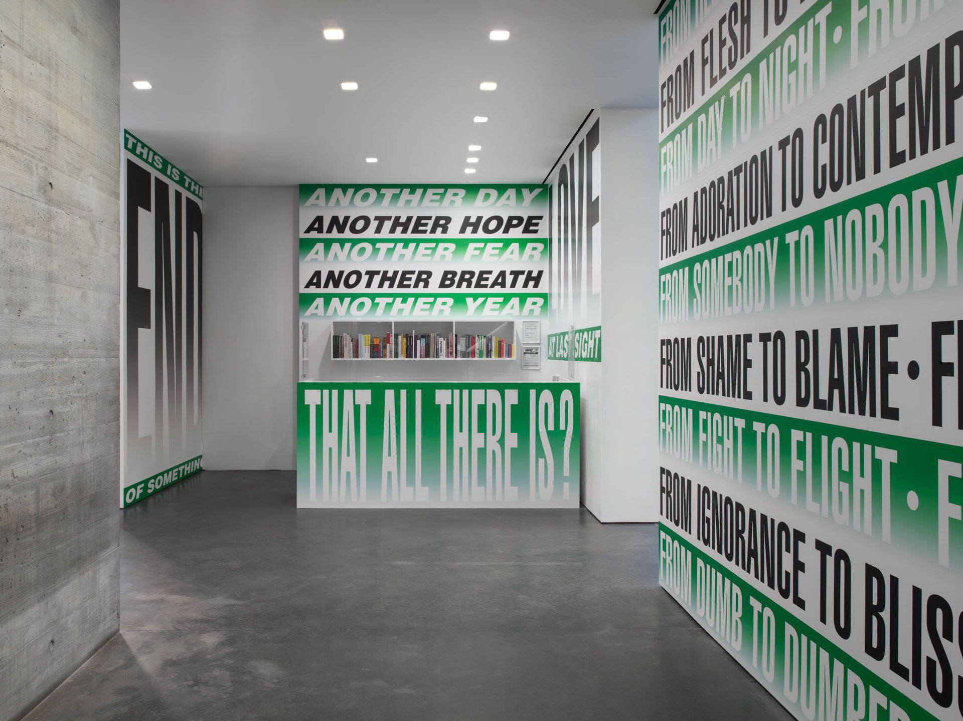 An untitled installation by Barbara Kruger, dated 2020.