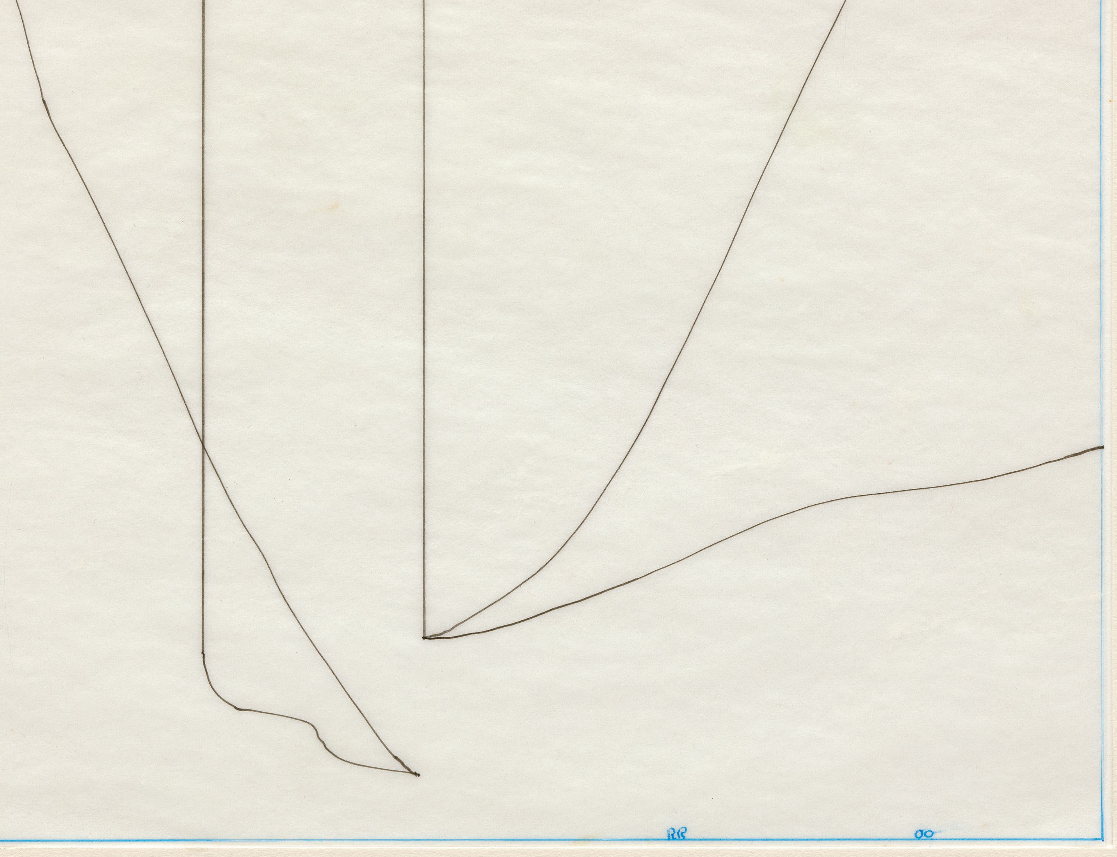 A detail from a work on paper by Robert Ryman, titled Untitled, dated 2000.