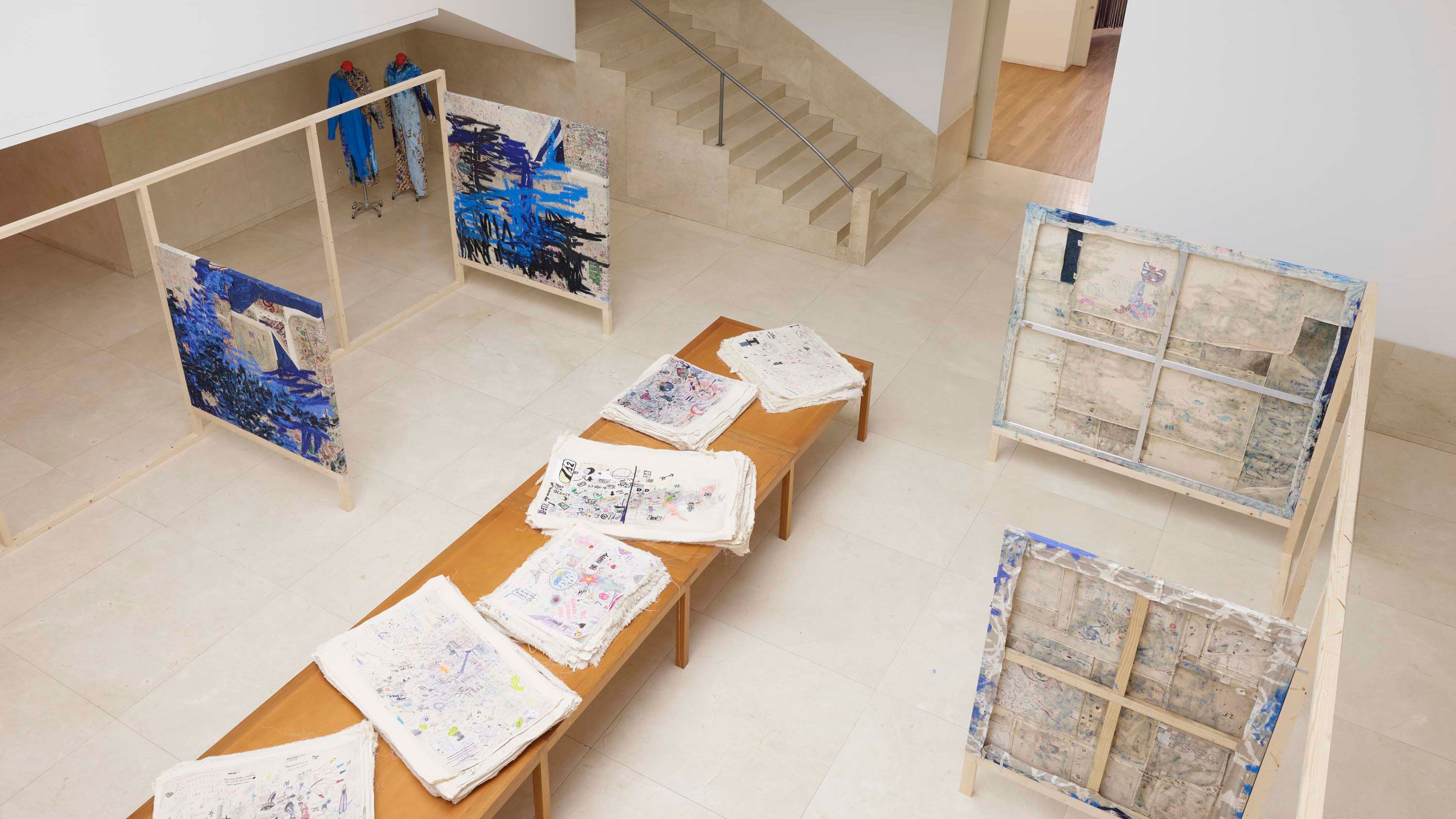 Installation view, Oscar Murillo, Together in Our Spirits, Fundação de Serralves, 2023.