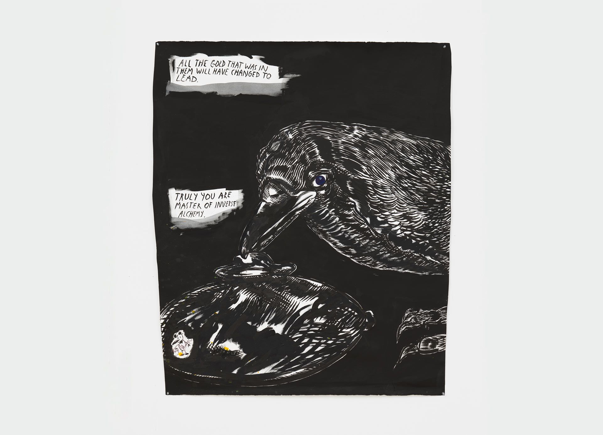 A drawing by Raymond Pettibon, titled No Title (All the gold...), dated 2017.