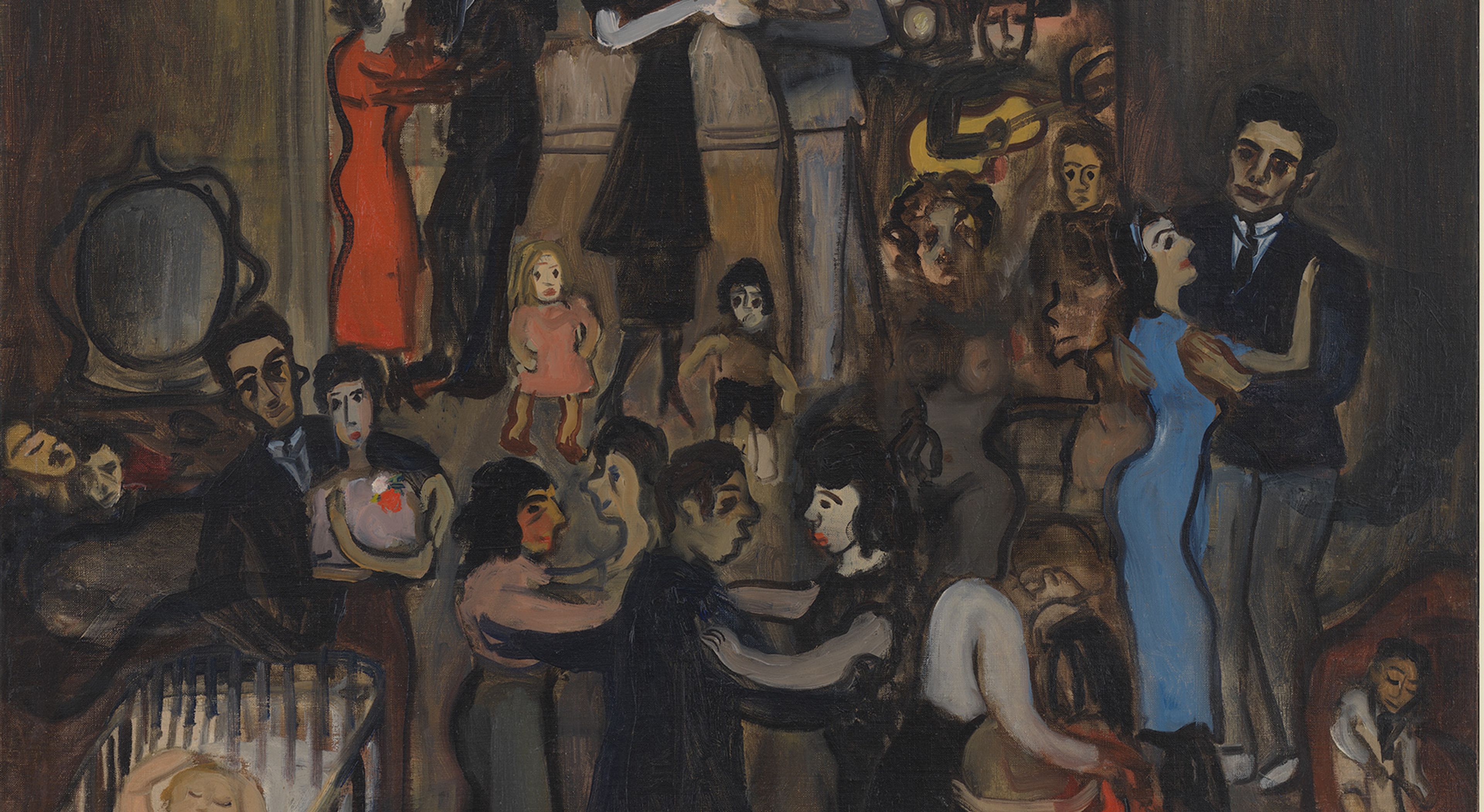 A detail from a painting by Alice Neel, titled Spanish Party, dated 1939. Credited by The Estate of Alice Neel. Courtesy The Estate of Alice Neel and David Zwirner.