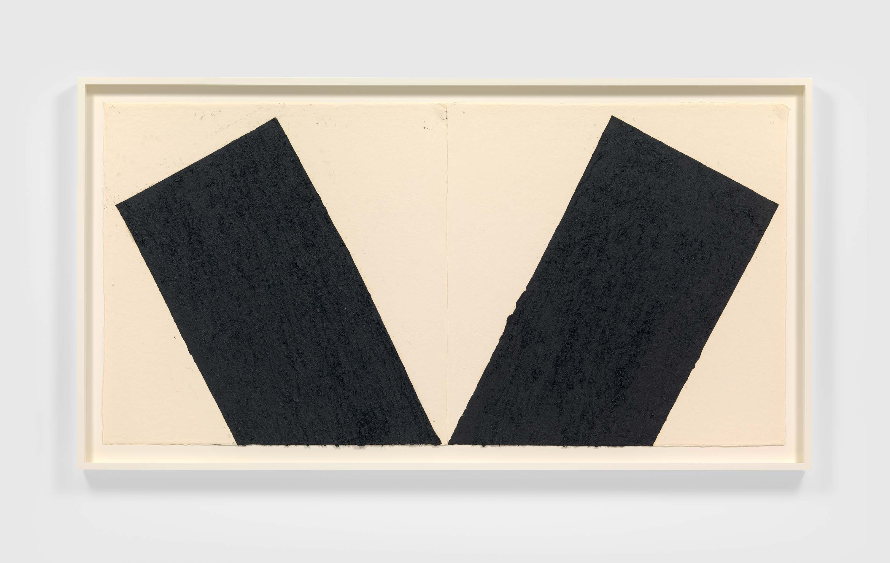 A paintstick, etching ink, and silica on two (2) sheets of handmade paper by Richard Serra, titled Chain Lightning﻿, dated 2021.