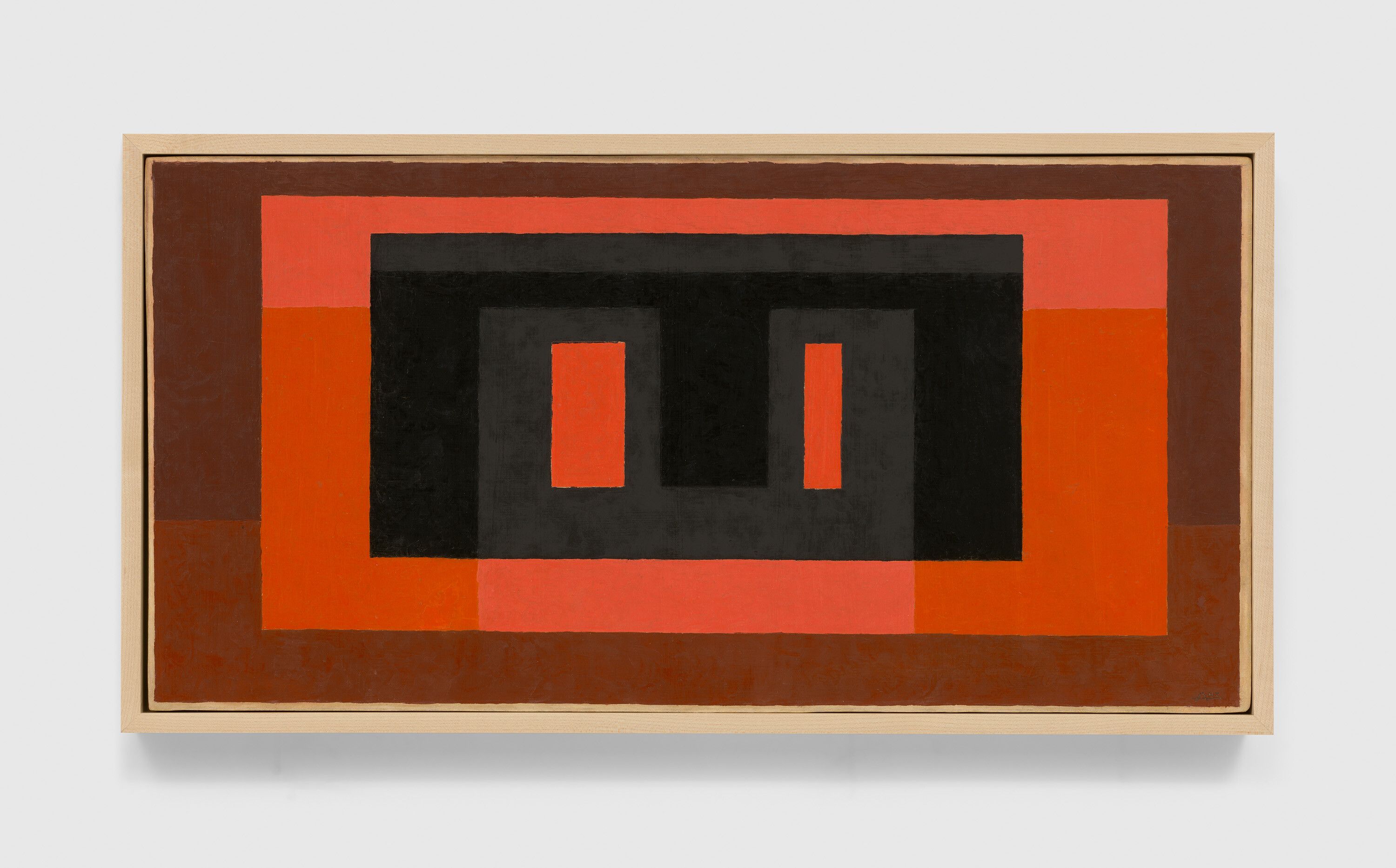 A painting by Josef Albers, titled N. M. Black-Pink, dated 1947.