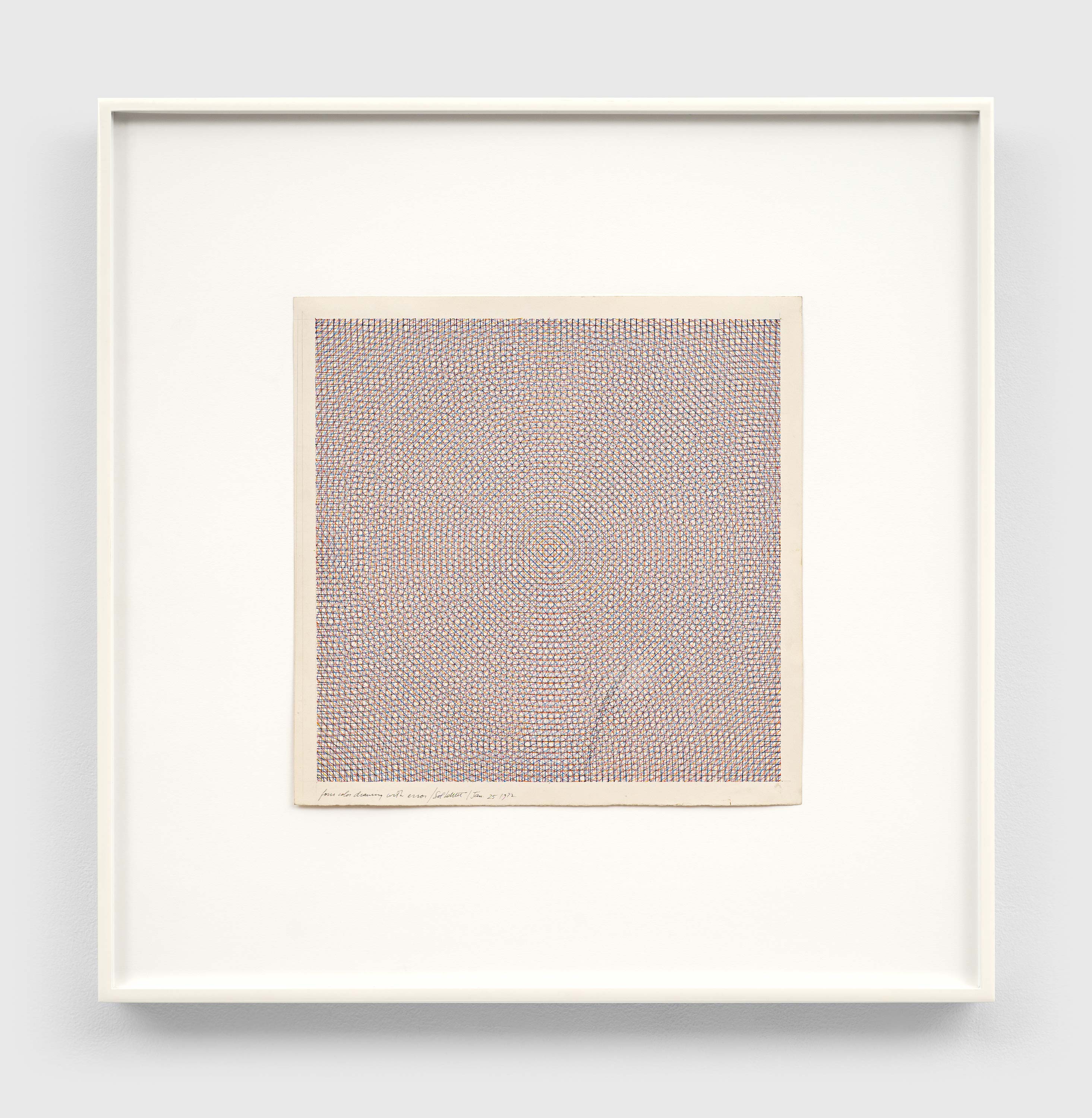 A mixed media artwork by Sol LeWitt, titled Four Color Drawing With Error, dated 1972.