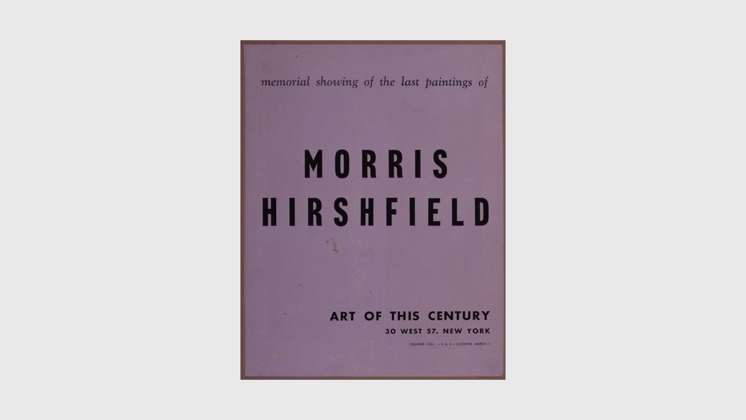 An Exhibition brochure for Memorial Showing of the Last Paintings of Morris Hirshfield, Art of This Century, New York, dated 1947