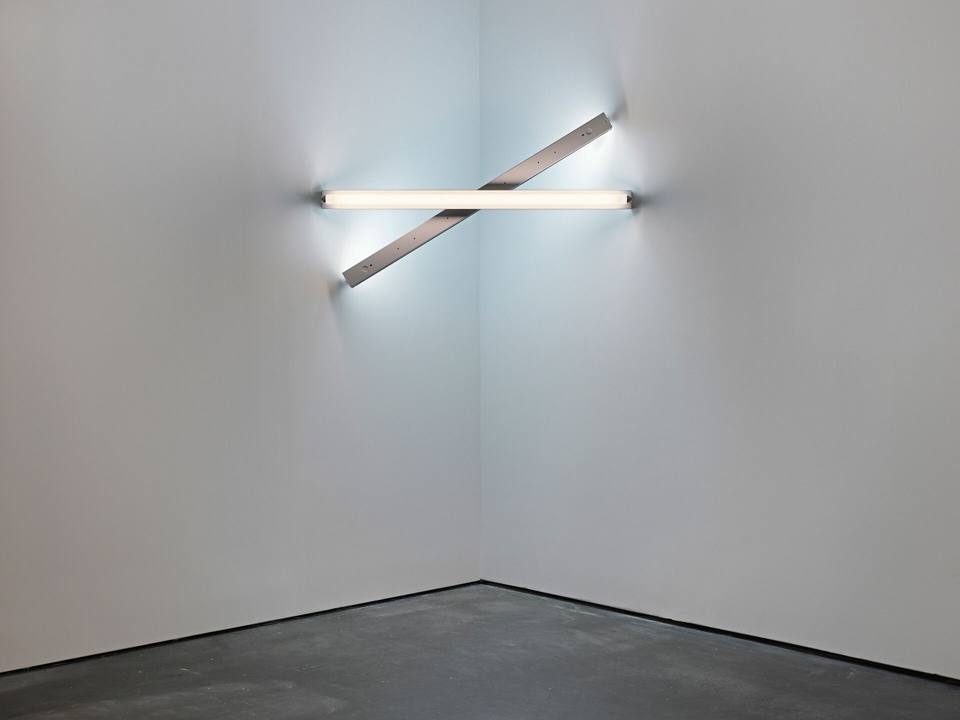 A cool white and daylight fluorescent light sculpture by Dan Flavin, titled untitled (to Cy Twombly) 2, dated 1972.