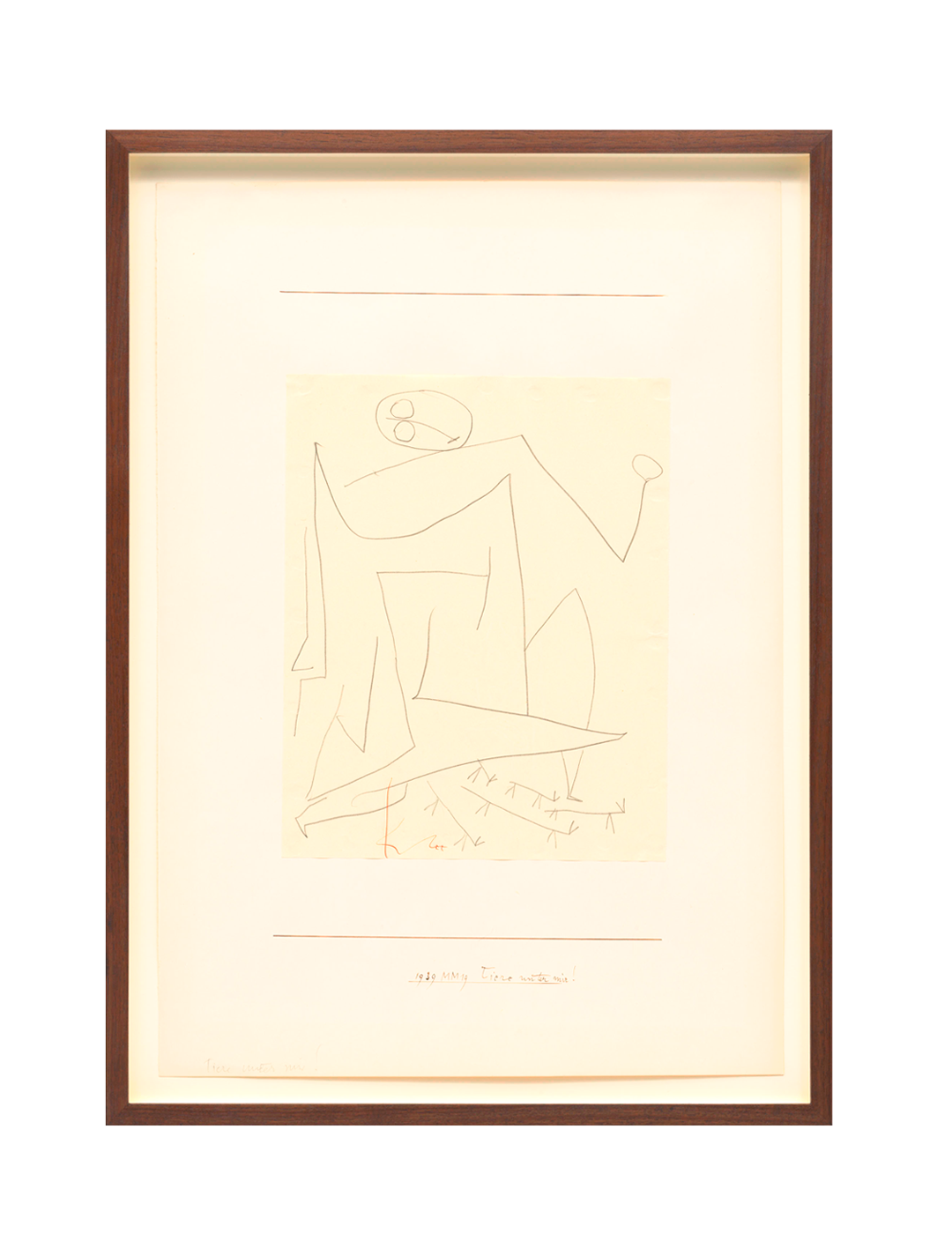 A drawing by Paul Klee, titled Tiere unter mir! (Animals beneath me!), dated 1939.