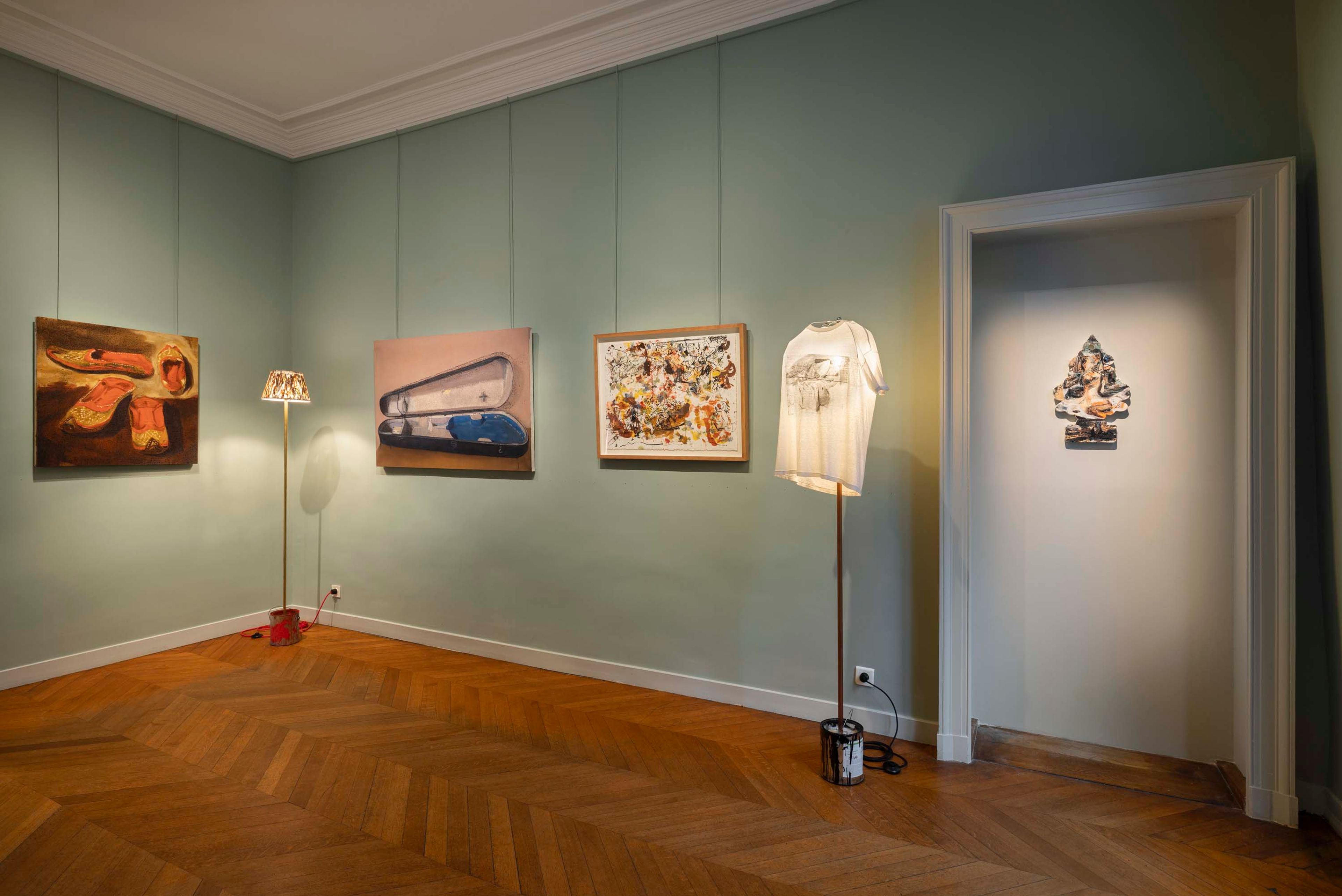 Installation view of the exhibition Nate Lowman: After Delacroix at the Musée Delacroix in Paris, France, dated 2025.