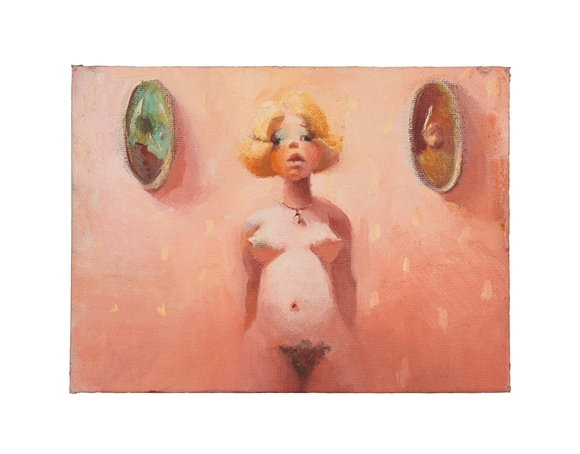A painting by Lisa Yuskavage, titled Squeeze, dated 1995.