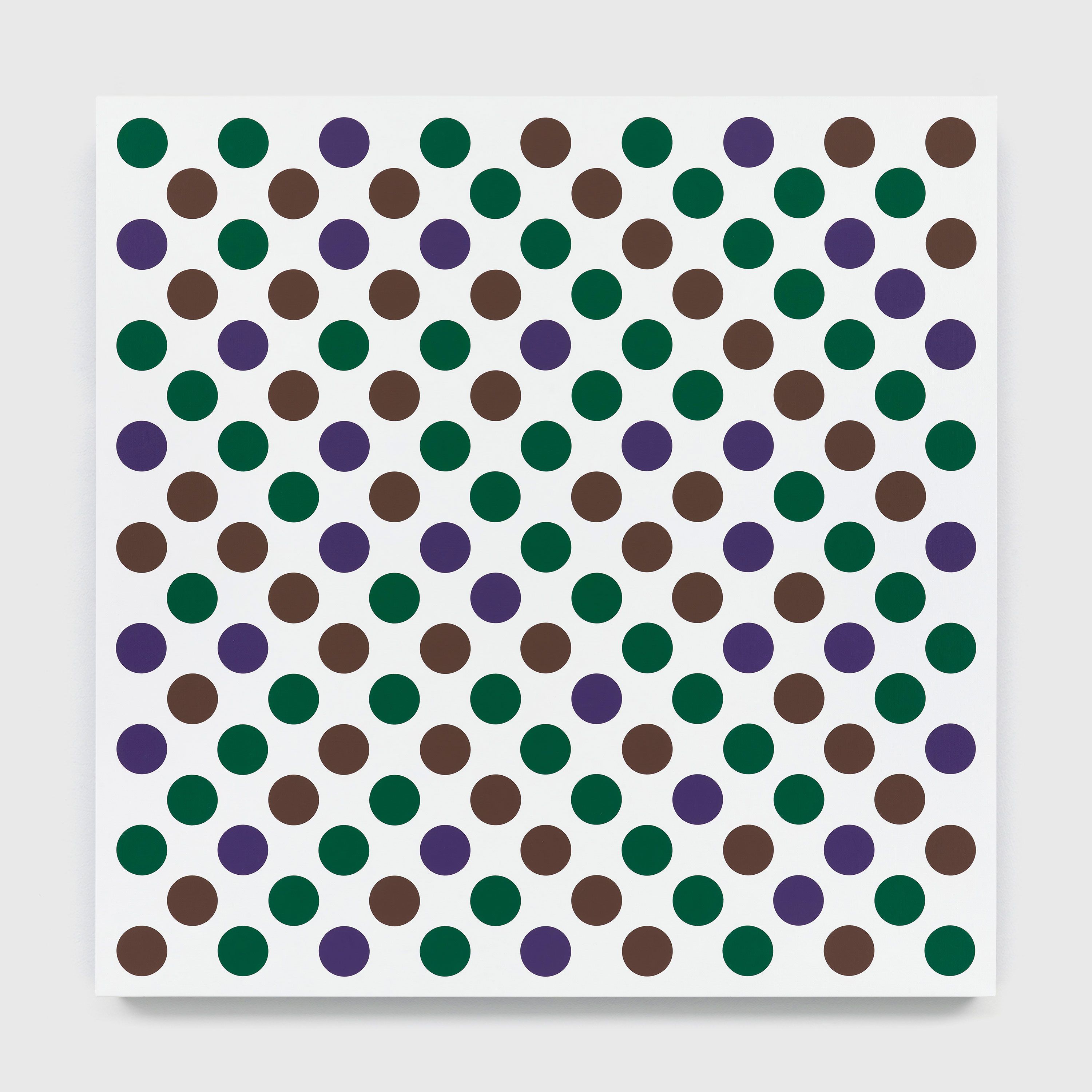 A painting by Bridget Riley, titled Measure for Measure Dark 2, dated 2019.
