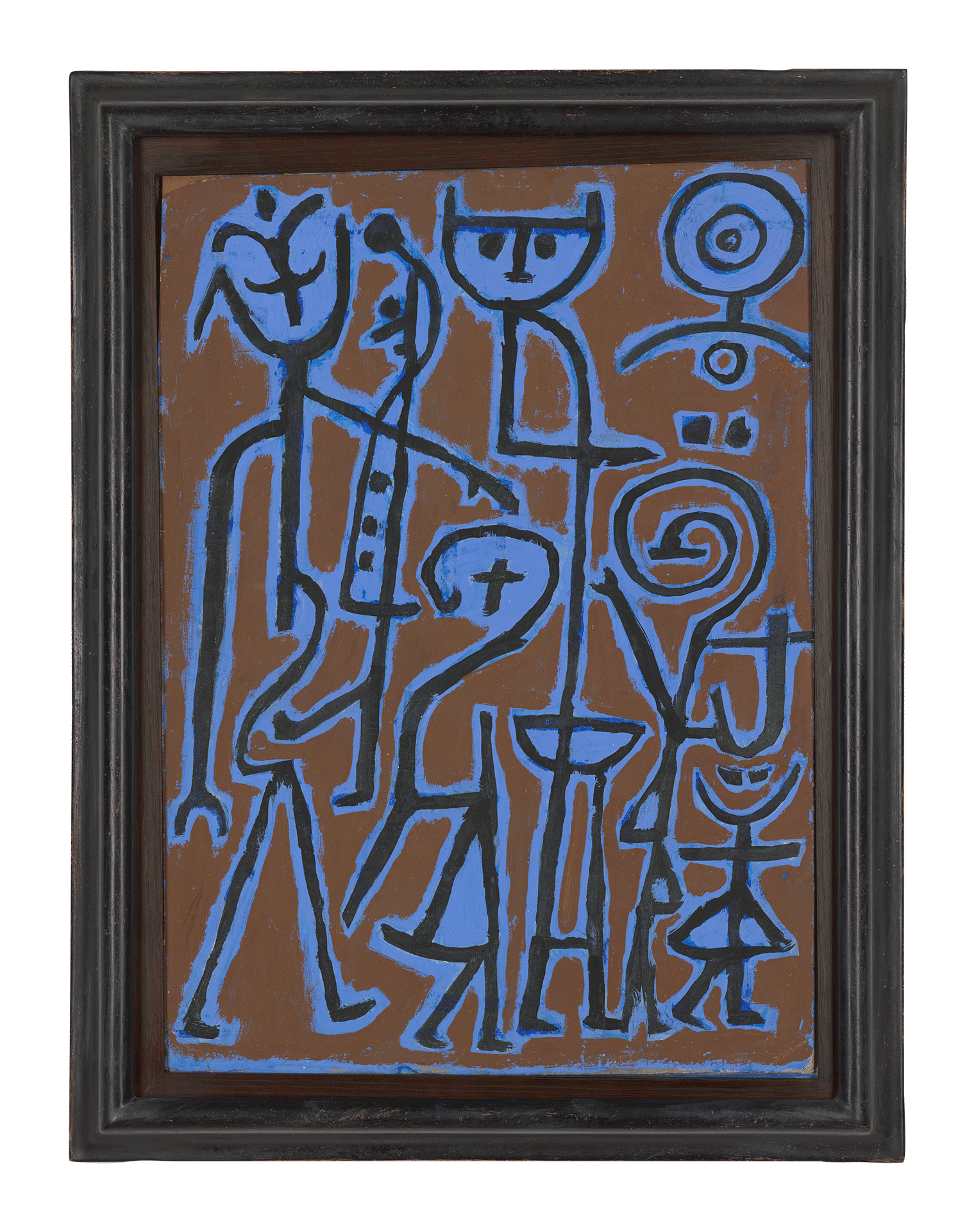 A work on paper by Paul Klee, titled Masken Im Zwielicht (Masks at twilight), dated 1938.