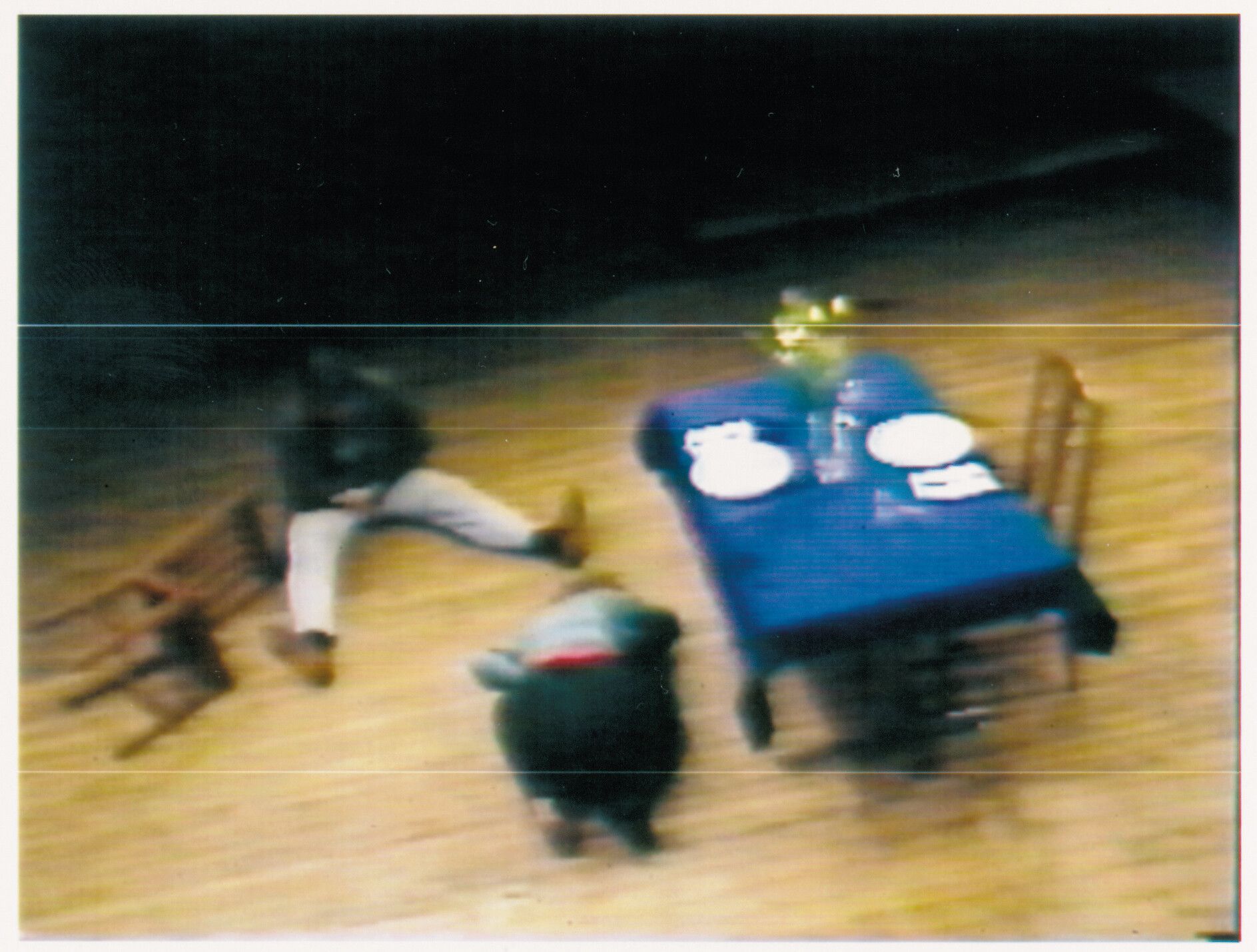 A still from a video by Bruce Nauman, titled Violent Incident (Man/Woman Segment), dated 1986.