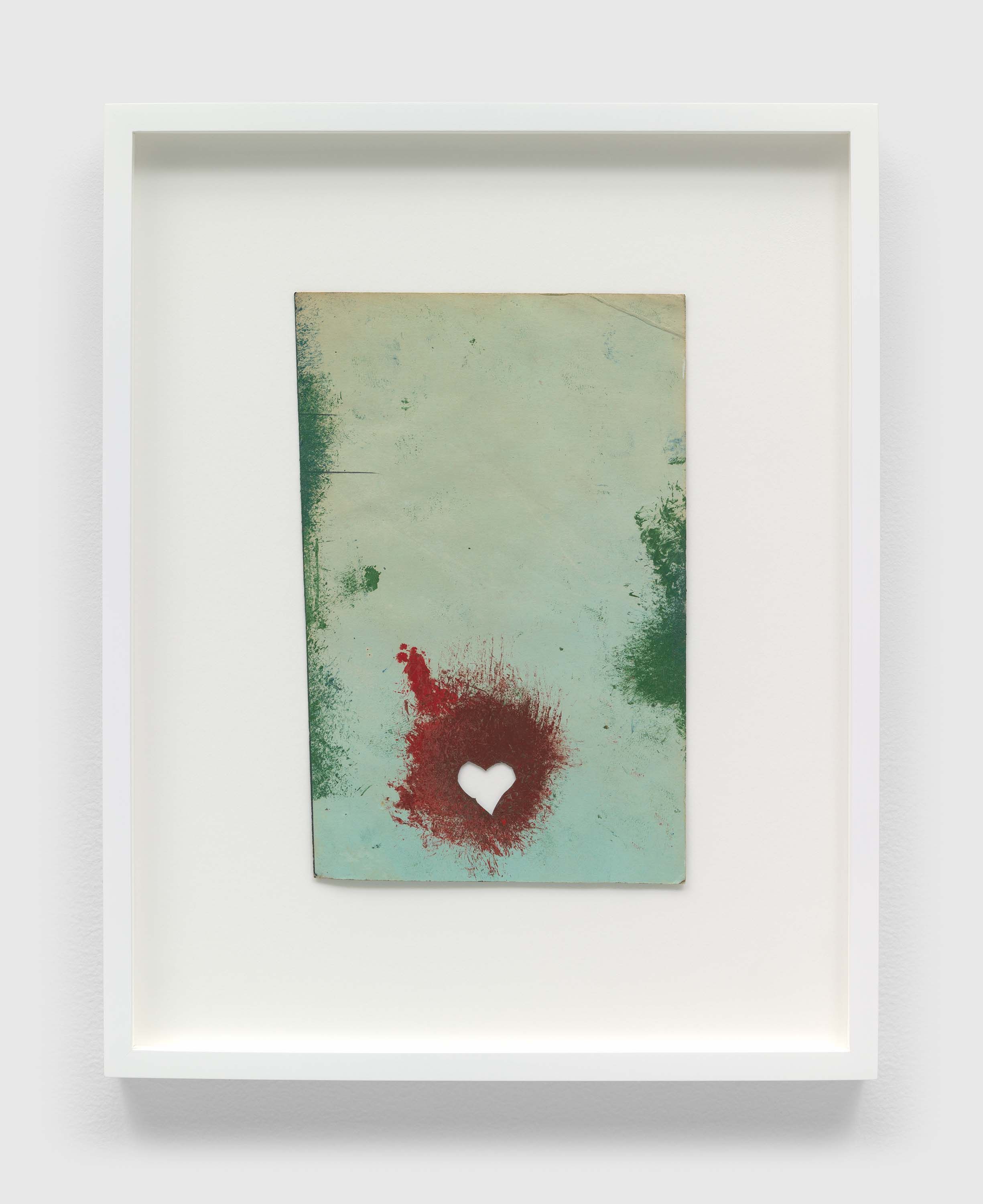 A paint on cardstock artwork by Frank Walter, titled Untitled (Heart Stencil), n.d.