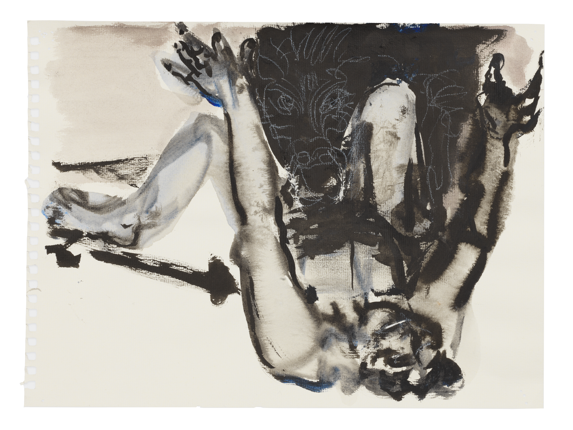 A drawing by Marlene Dumas, titled Adonis gets killed, dated 2015 to 2016.