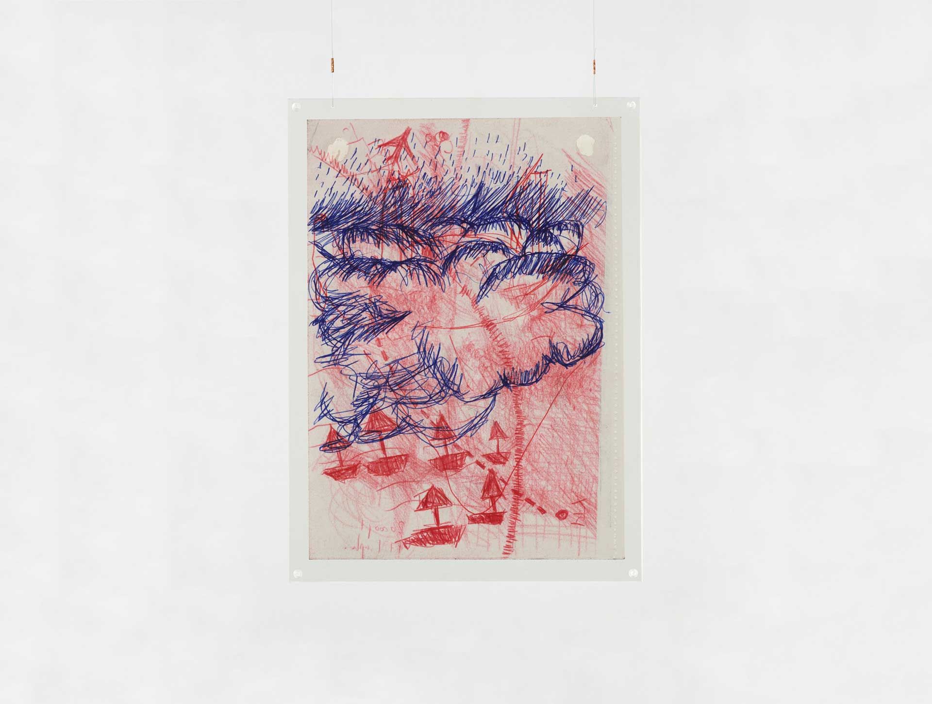 A work on paper by Oscar Murillo, titled flight #8, dated 2018.