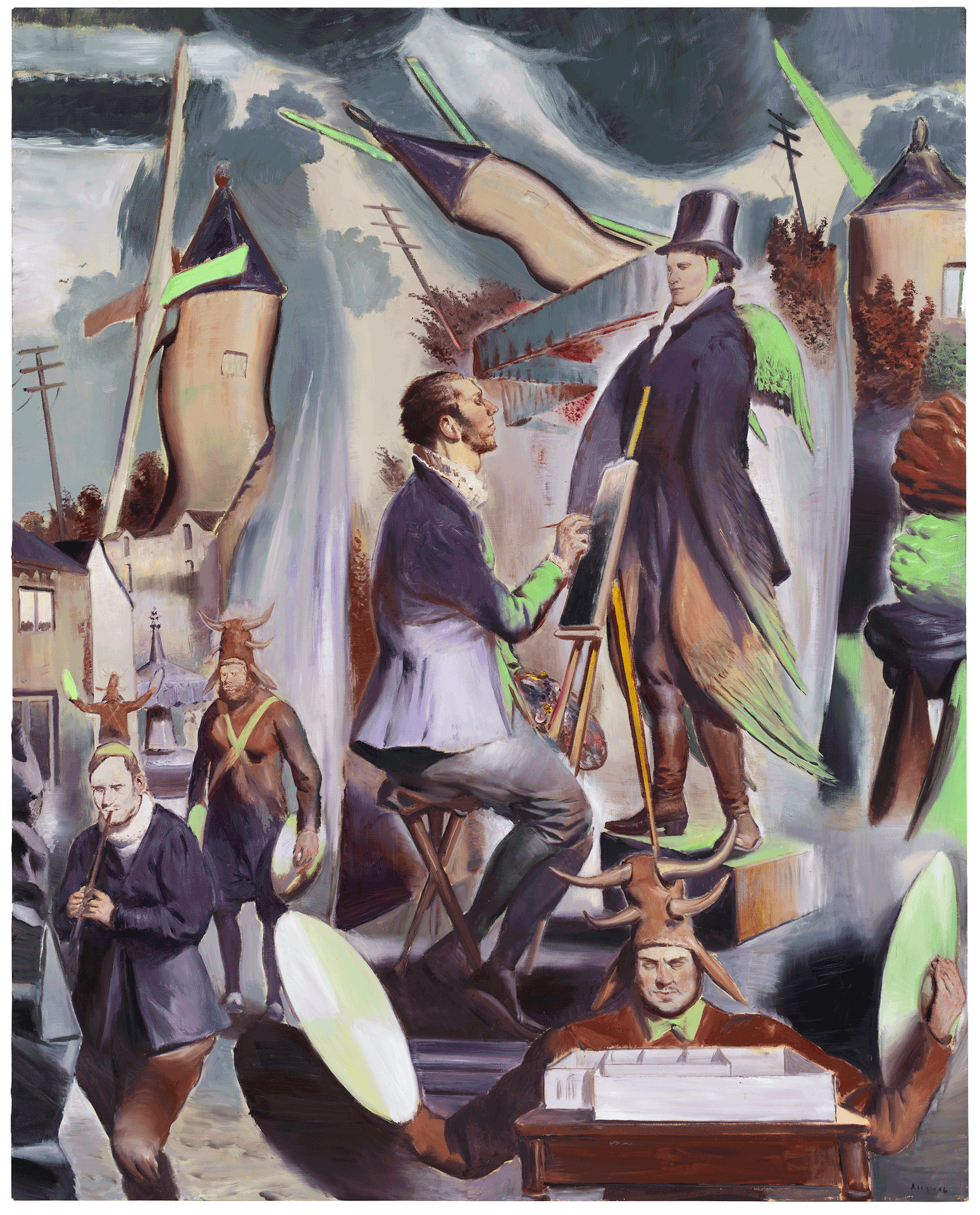 A painting by Neo Rauch, titled Der Auftakt, dated 2016.