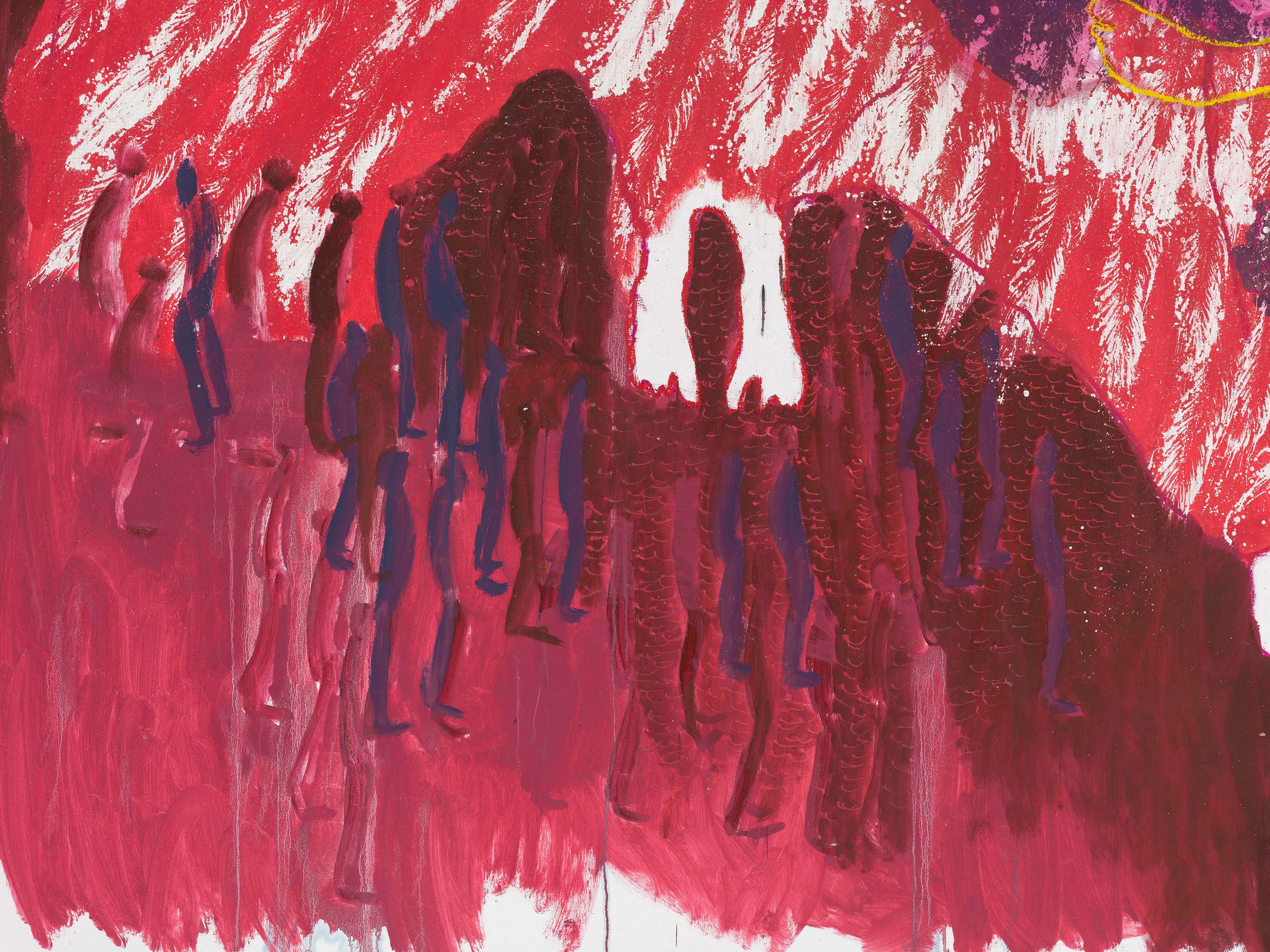 A detail from a painting by Portia Zvavahera, titled Takasunungurwa, dated 2025.