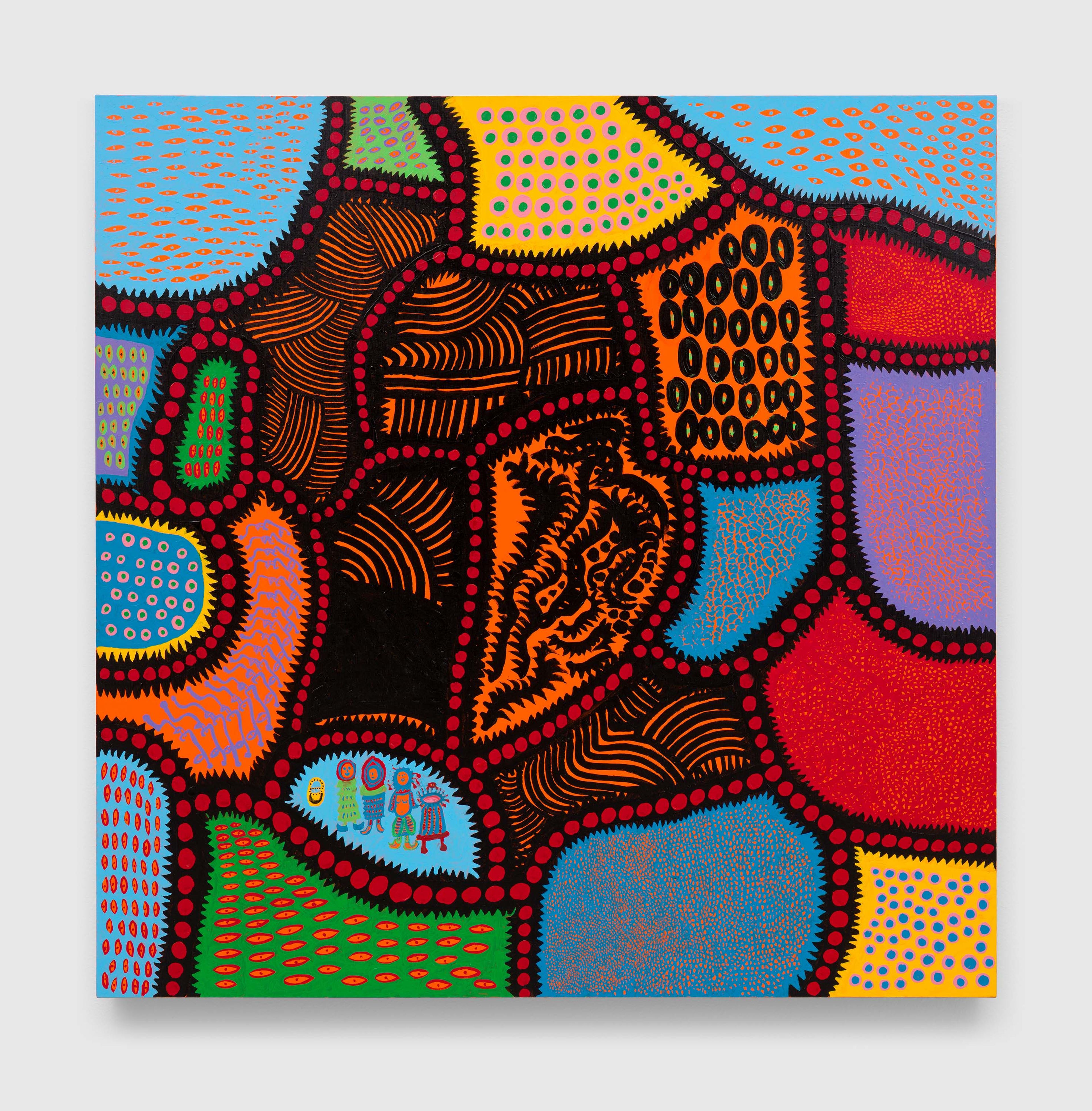A painting by Yayoi Kusama, titled I, Who Have Killed Myself, dated 2014.