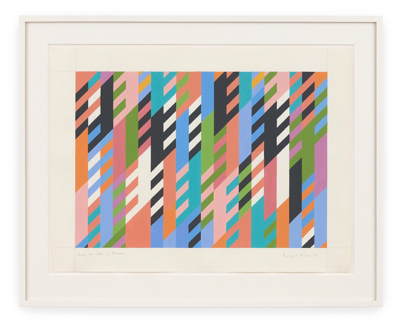 A work on paper by Bridget Riley, titled Study for Code of Manners, dated 1988.